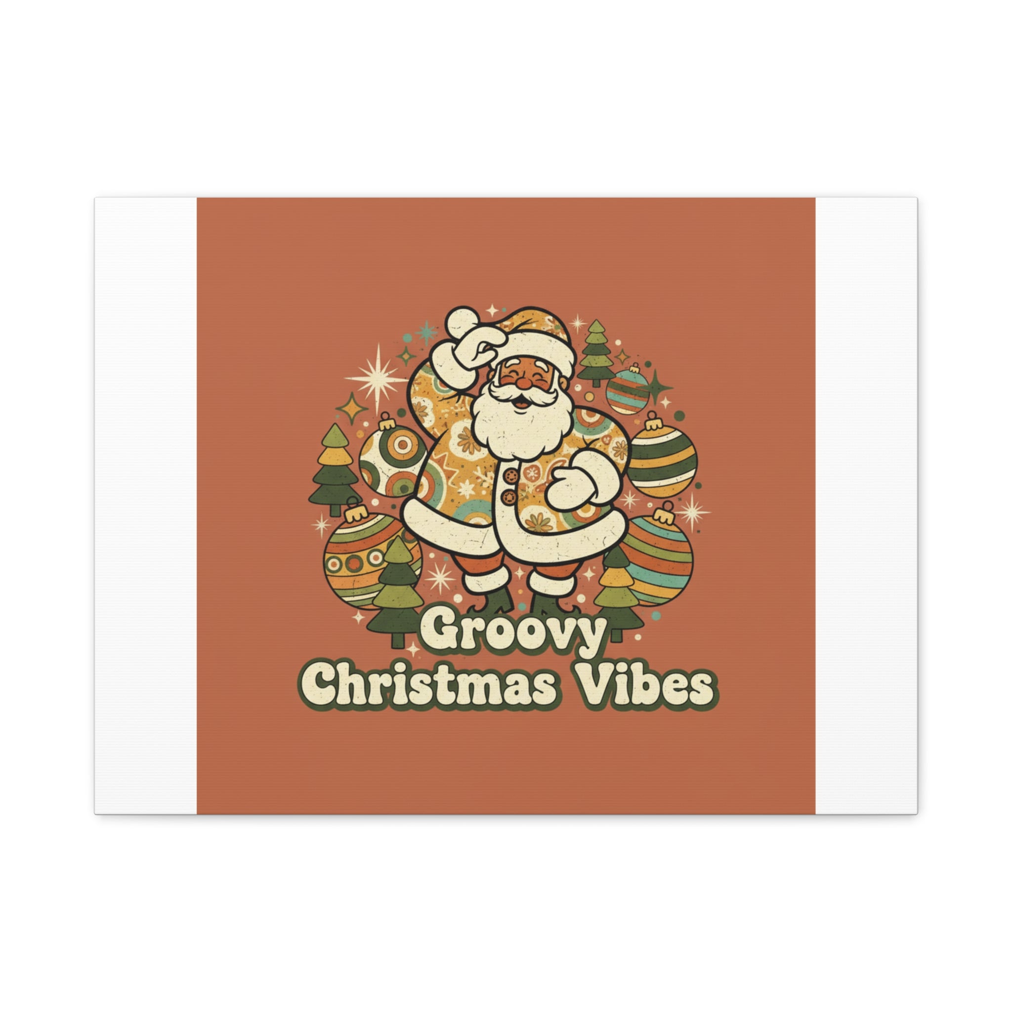 Groovy Christmas Vibes Canvas | 1970s Retro Holiday Art, Vintage Noel