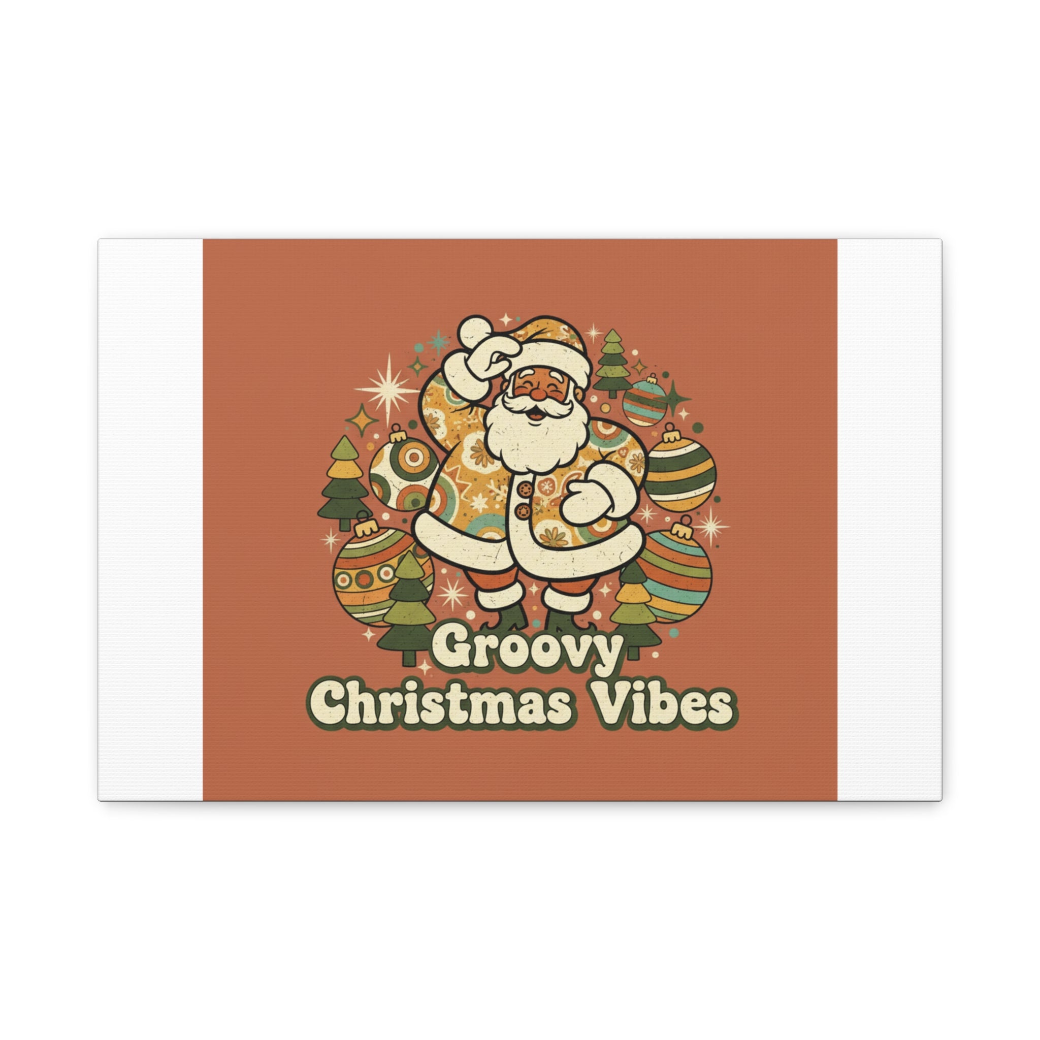 Groovy Christmas Vibes Canvas | 1970s Retro Holiday Art, Vintage Noel