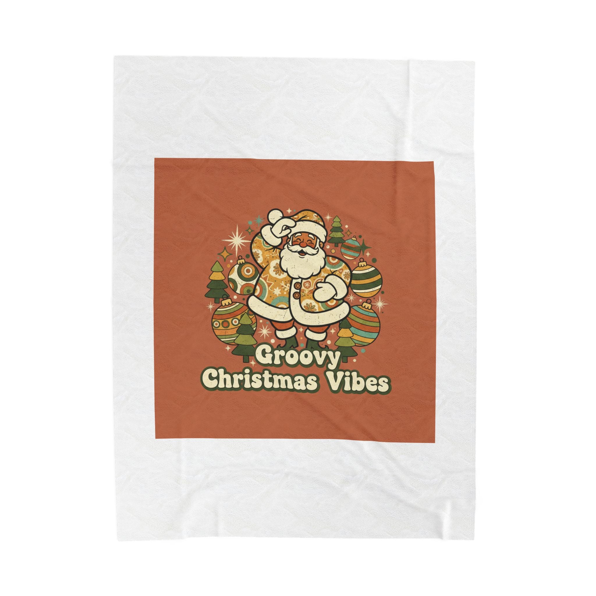 Groovy Christmas Vibes Velveteen Blanket | 1970s Retro Holiday