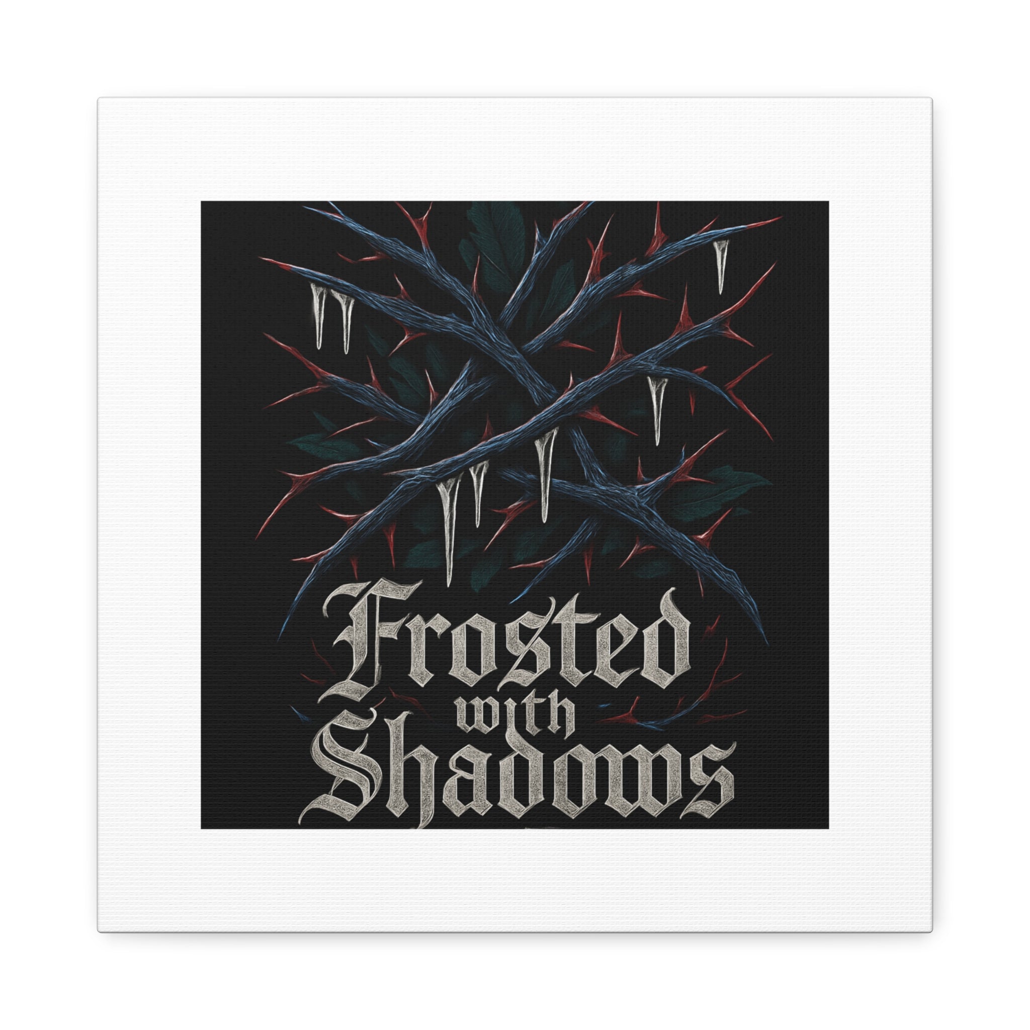 Frosted With Shadows Canvas Art — Gothic Winter Icicle Wall Decor