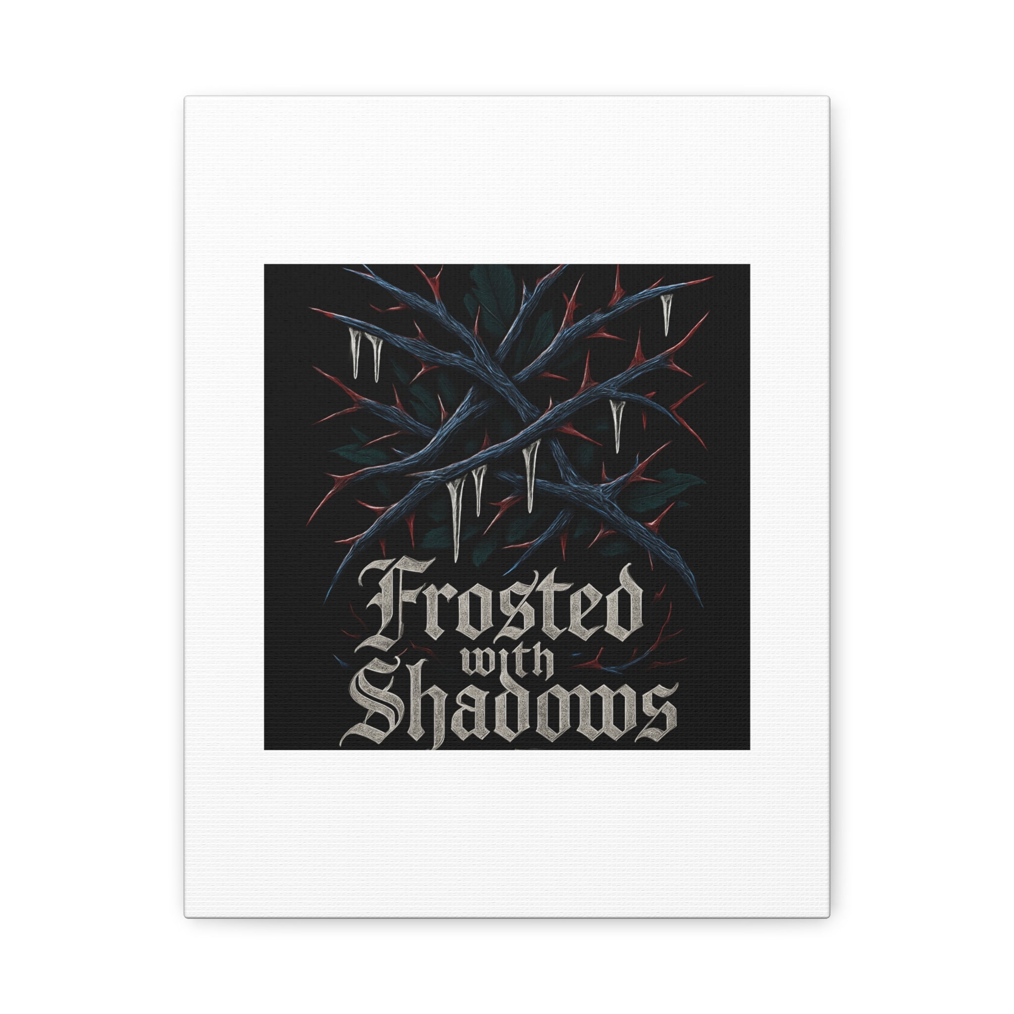 Frosted With Shadows Canvas Art — Gothic Winter Icicle Wall Decor