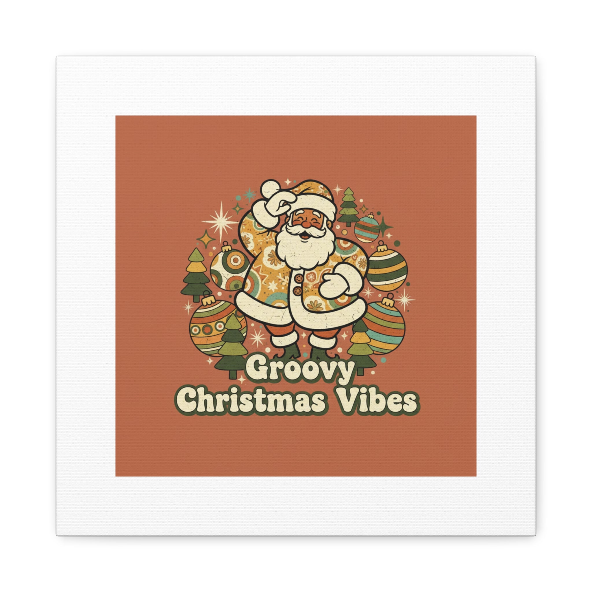 Groovy Christmas Vibes Canvas | 1970s Retro Holiday Art, Vintage Noel
