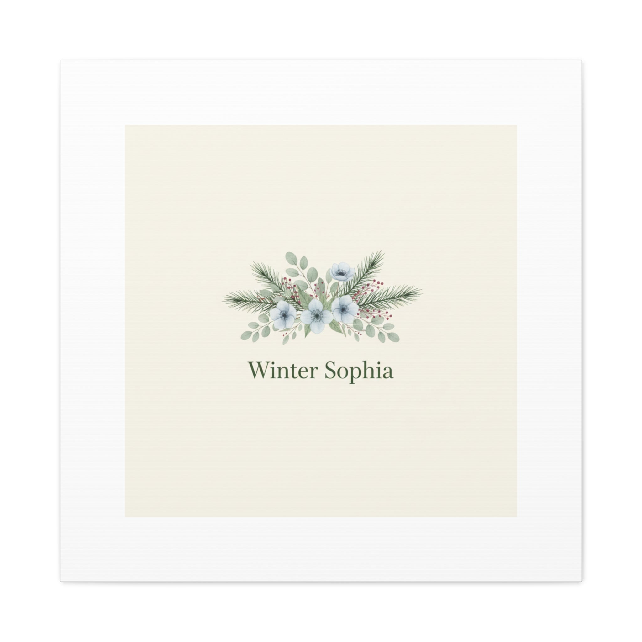 Winter floral wreath Canvas, pine branch botanical art | Minimal winter florals