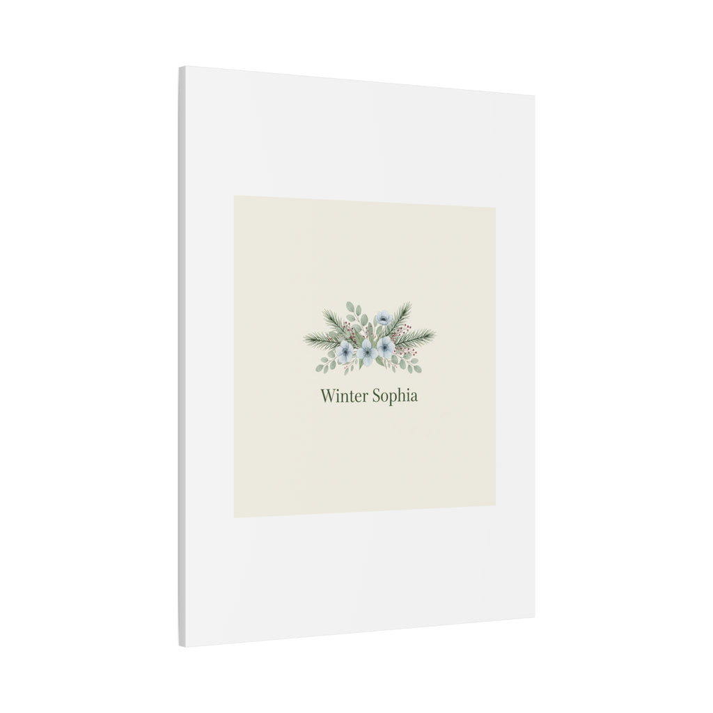 Winter floral wreath Canvas, pine branch botanical art | Minimal winter florals