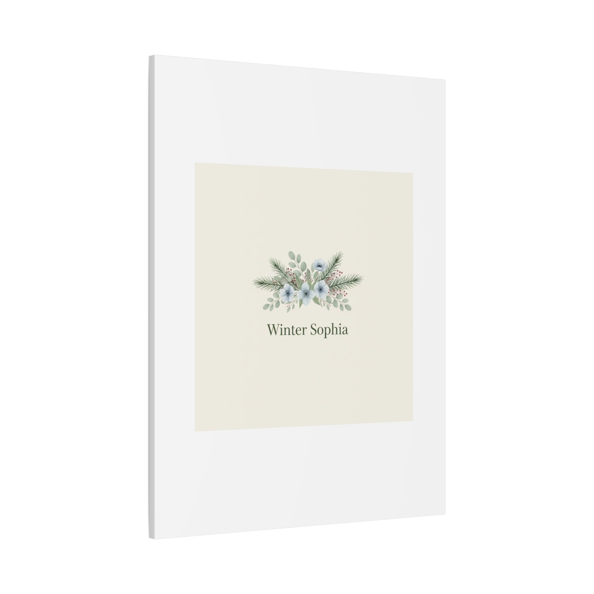 Winter floral wreath Canvas, pine branch botanical art | Minimal winter florals