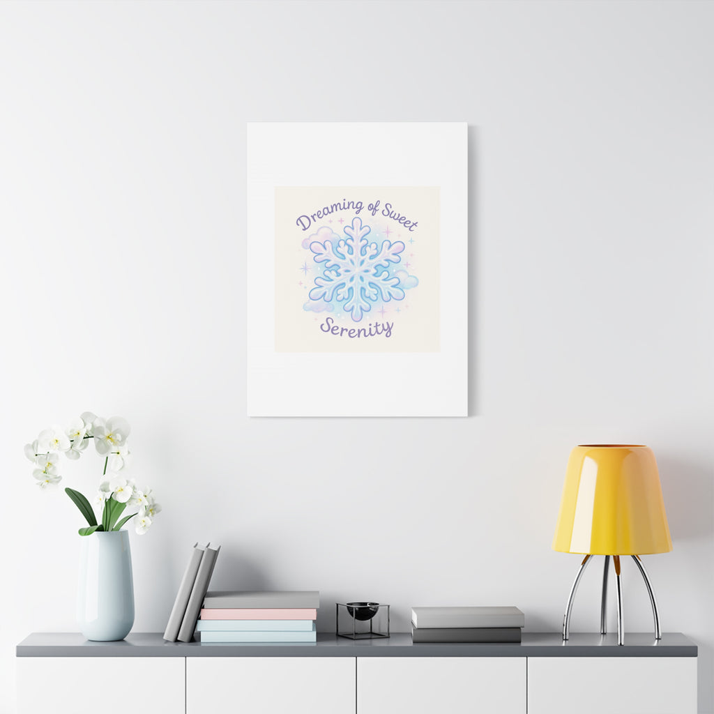 Canvas Wall Art - "Dreaming of Sweet Serenity" Snowflake Illustration