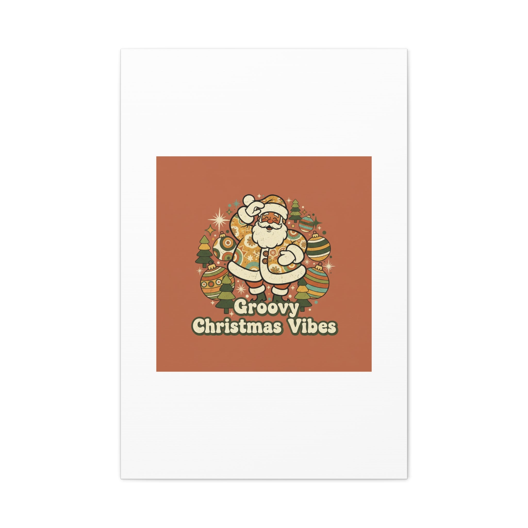 Groovy Christmas Vibes Canvas | 1970s Retro Holiday Art, Vintage Noel