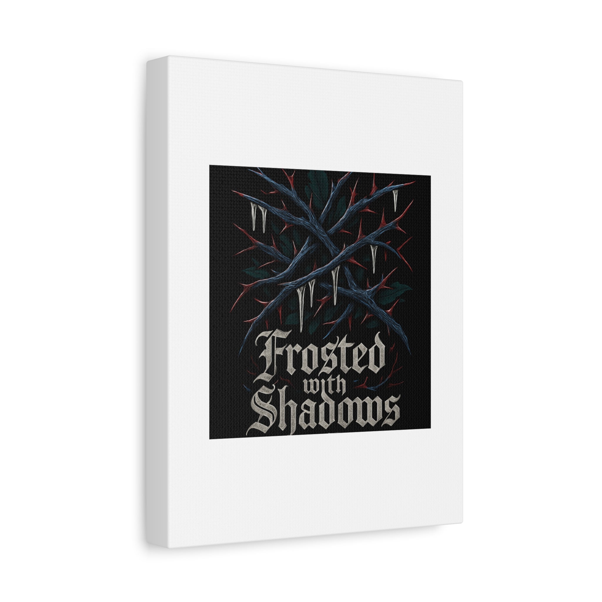 Frosted With Shadows Canvas Art — Gothic Winter Icicle Wall Decor