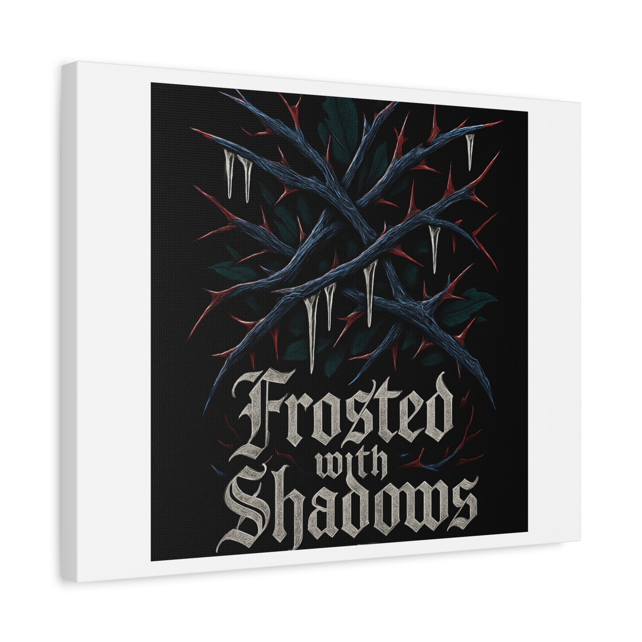 Frosted With Shadows Canvas Art — Gothic Winter Icicle Wall Decor