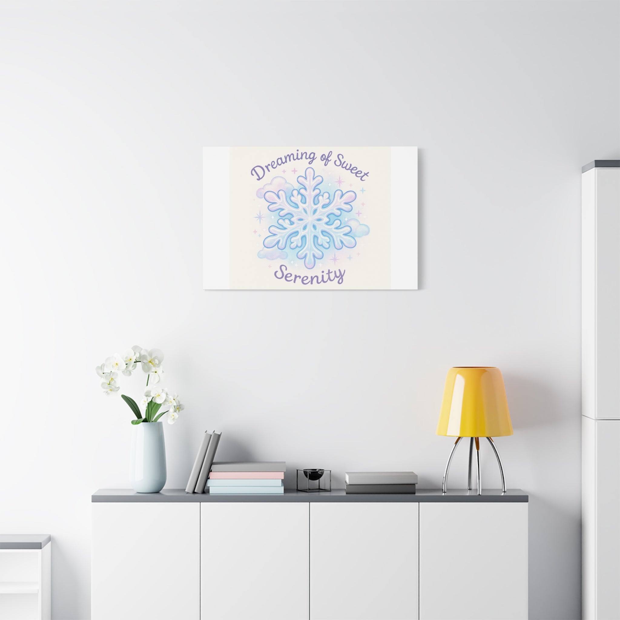 Canvas Wall Art - "Dreaming of Sweet Serenity" Snowflake Illustration