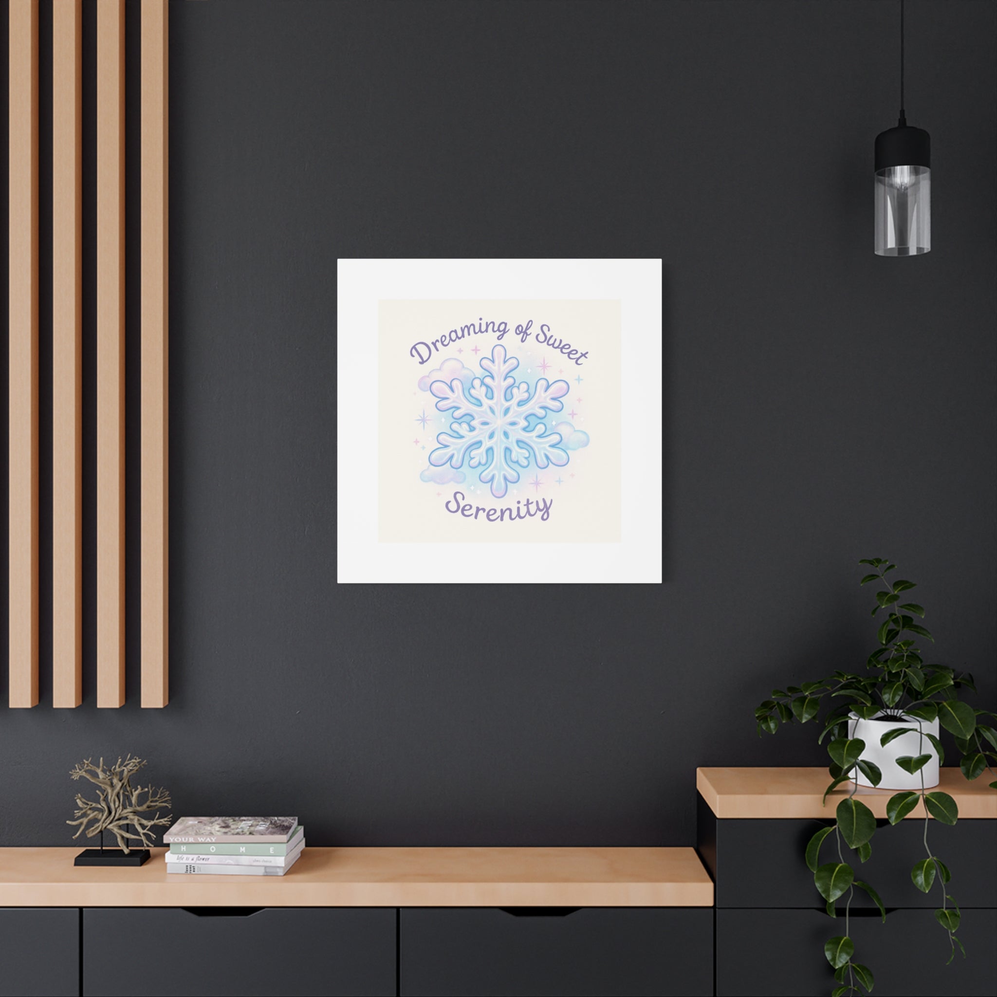 Canvas Wall Art - "Dreaming of Sweet Serenity" Snowflake Illustration