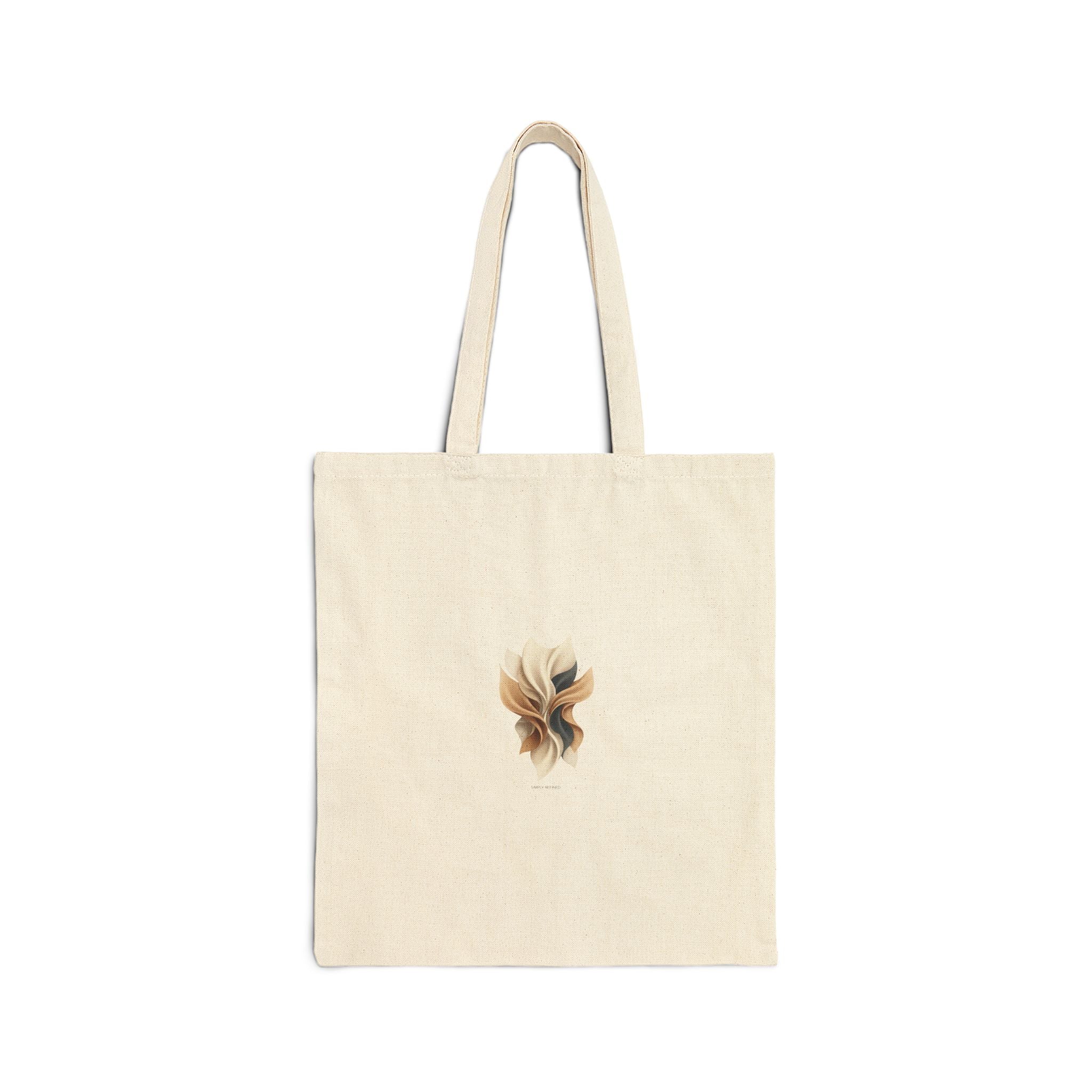 Minimal Abstract Floral Tote, Cotton Canvas | Quiet Luxury, Subtle Embroidery