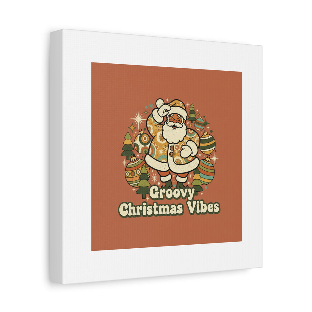 Groovy Christmas Vibes Canvas | 1970s Retro Holiday Art, Vintage Noel