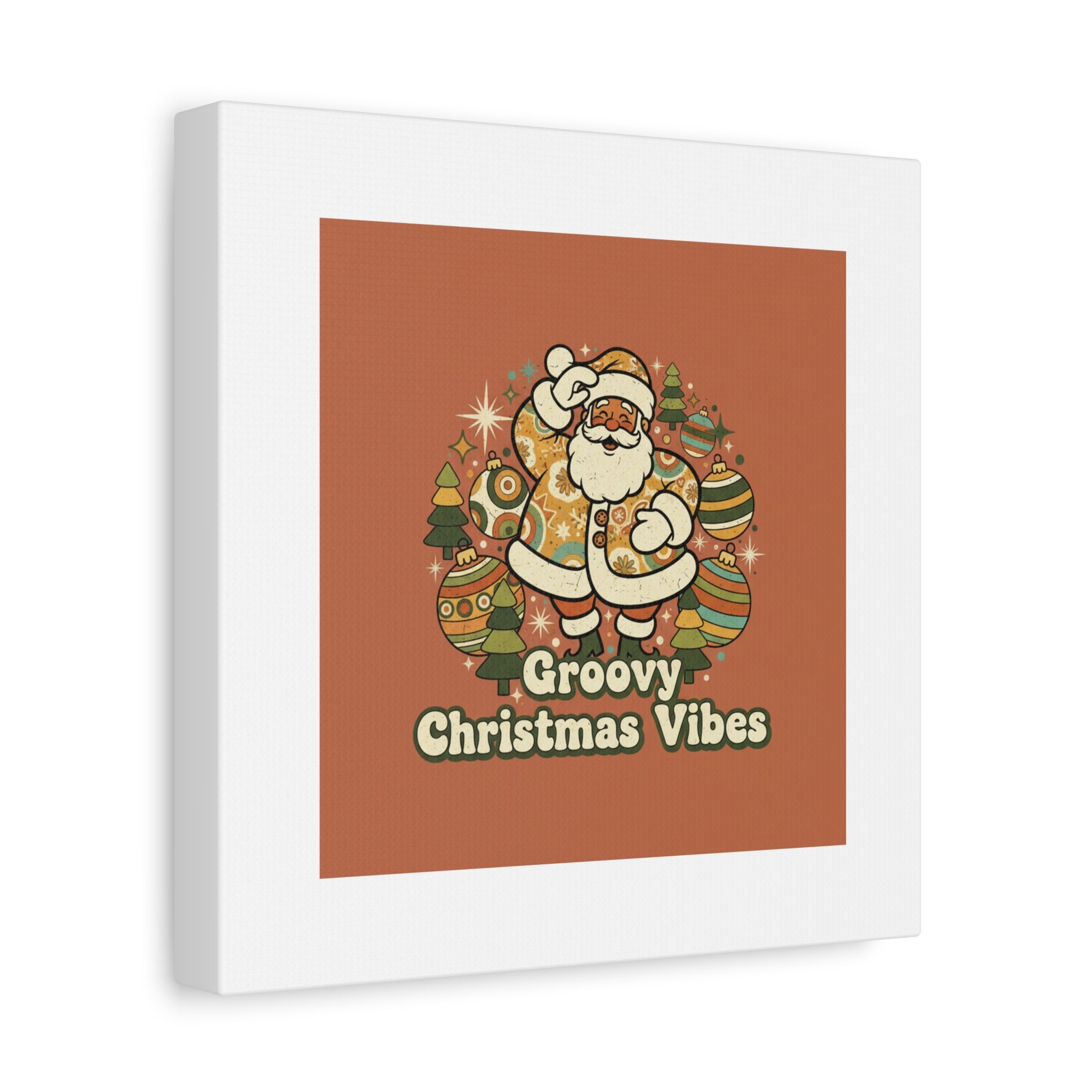 Groovy Christmas Vibes Canvas | 1970s Retro Holiday Art, Vintage Noel