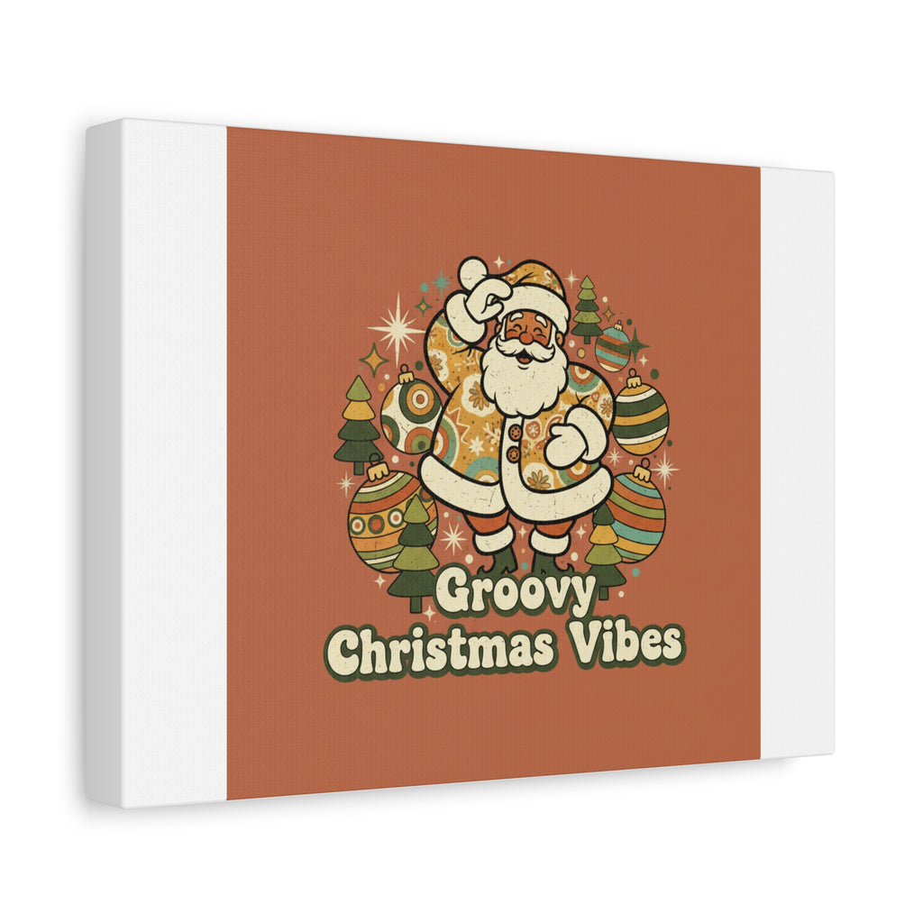 Groovy Christmas Vibes Canvas | 1970s Retro Holiday Art, Vintage Noel