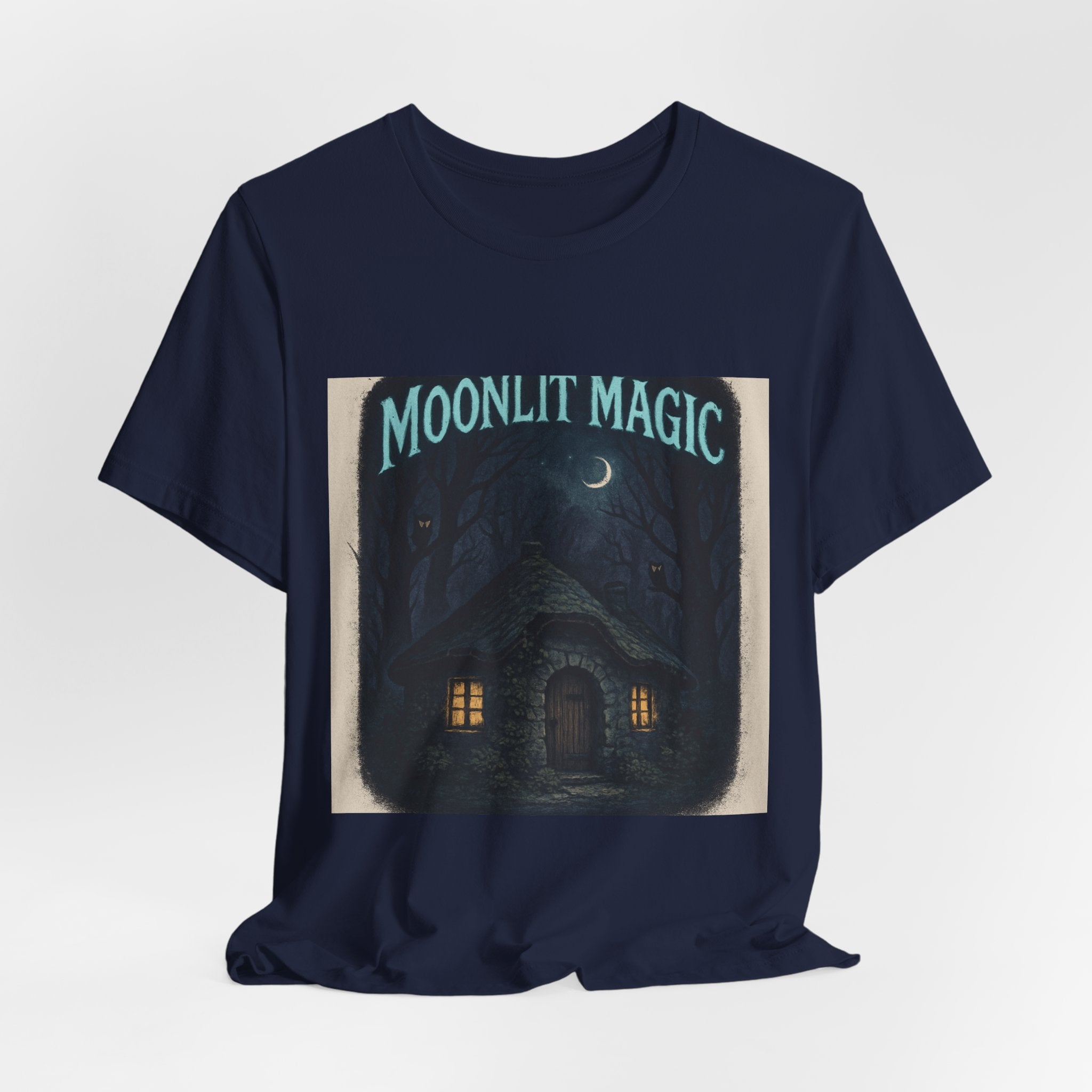 Moonlit Magic Cottage Tee — Night Forest Graphic T-Shirt