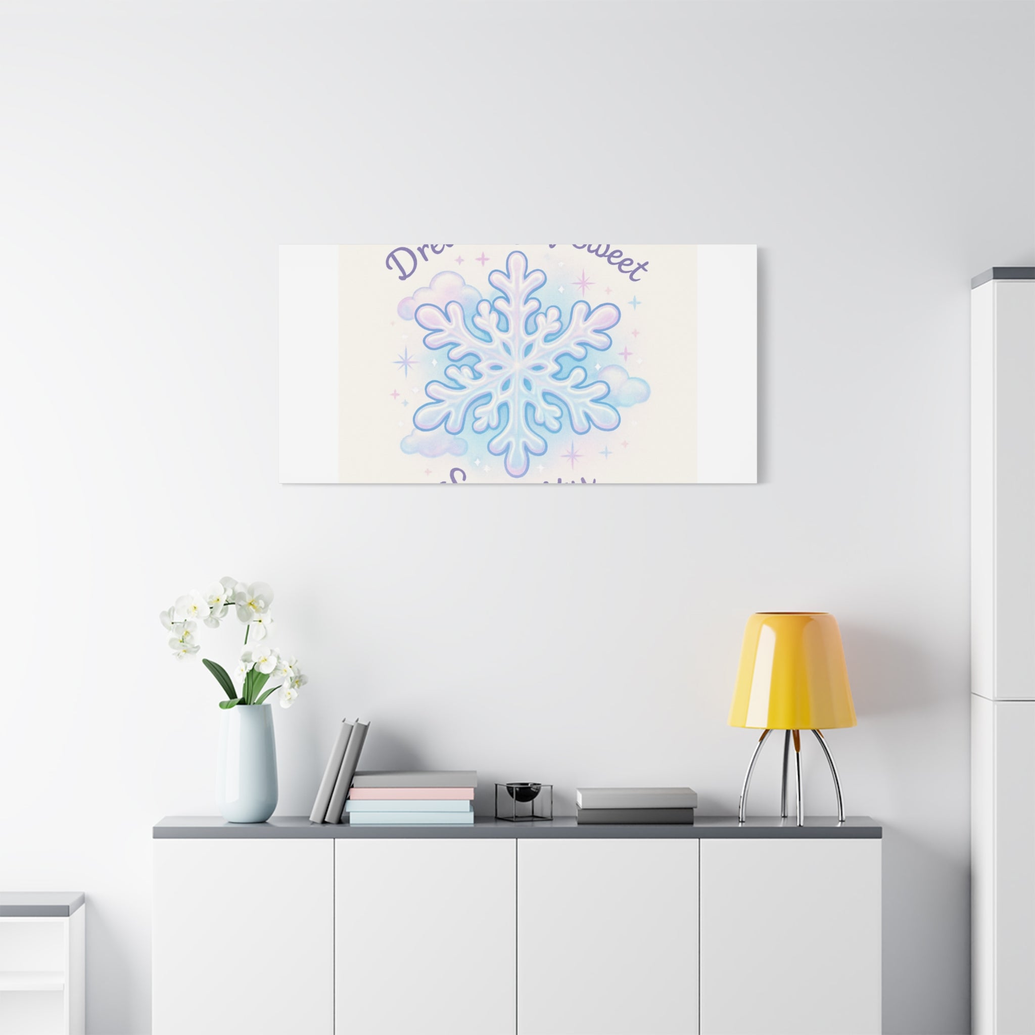 Canvas Wall Art - "Dreaming of Sweet Serenity" Snowflake Illustration