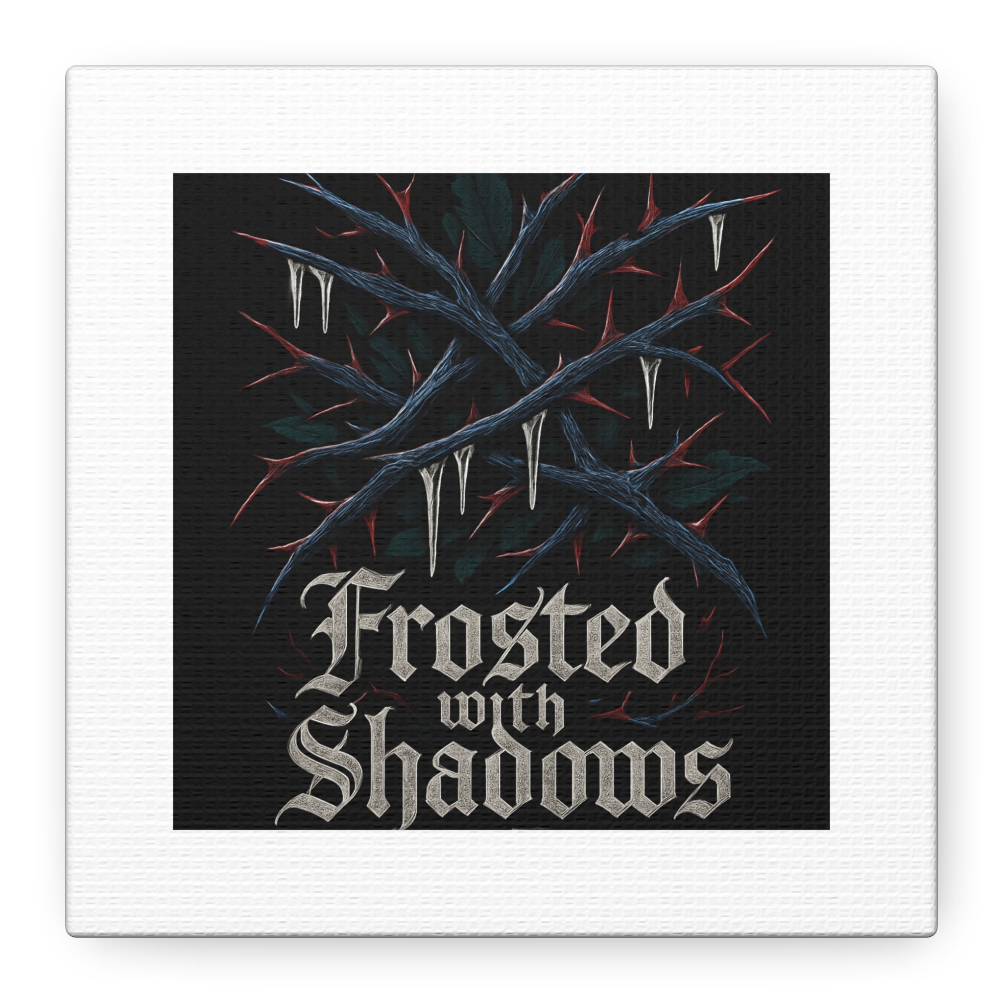 Frosted With Shadows Canvas Art — Gothic Winter Icicle Wall Decor