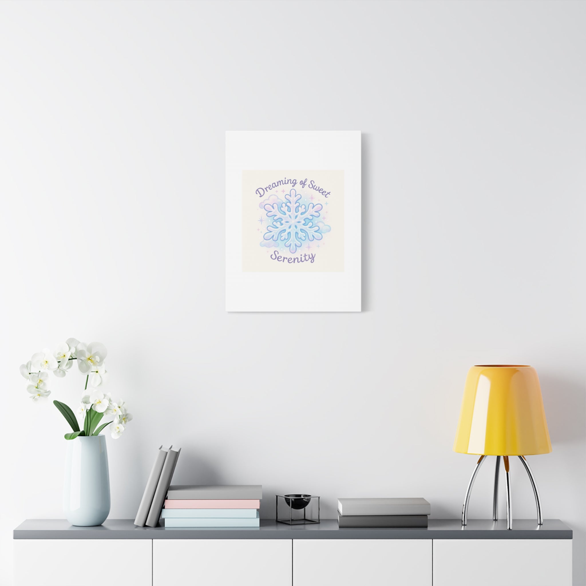 Canvas Wall Art - "Dreaming of Sweet Serenity" Snowflake Illustration