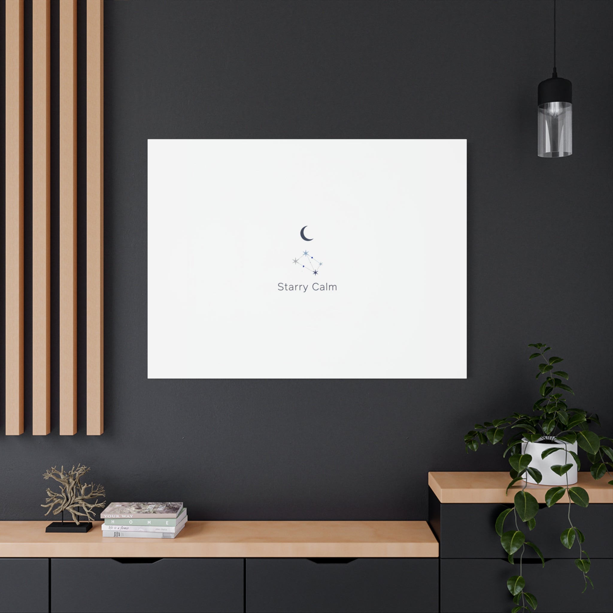 Starry Calm Moon & Constellation Canvas, minimal astrology art print