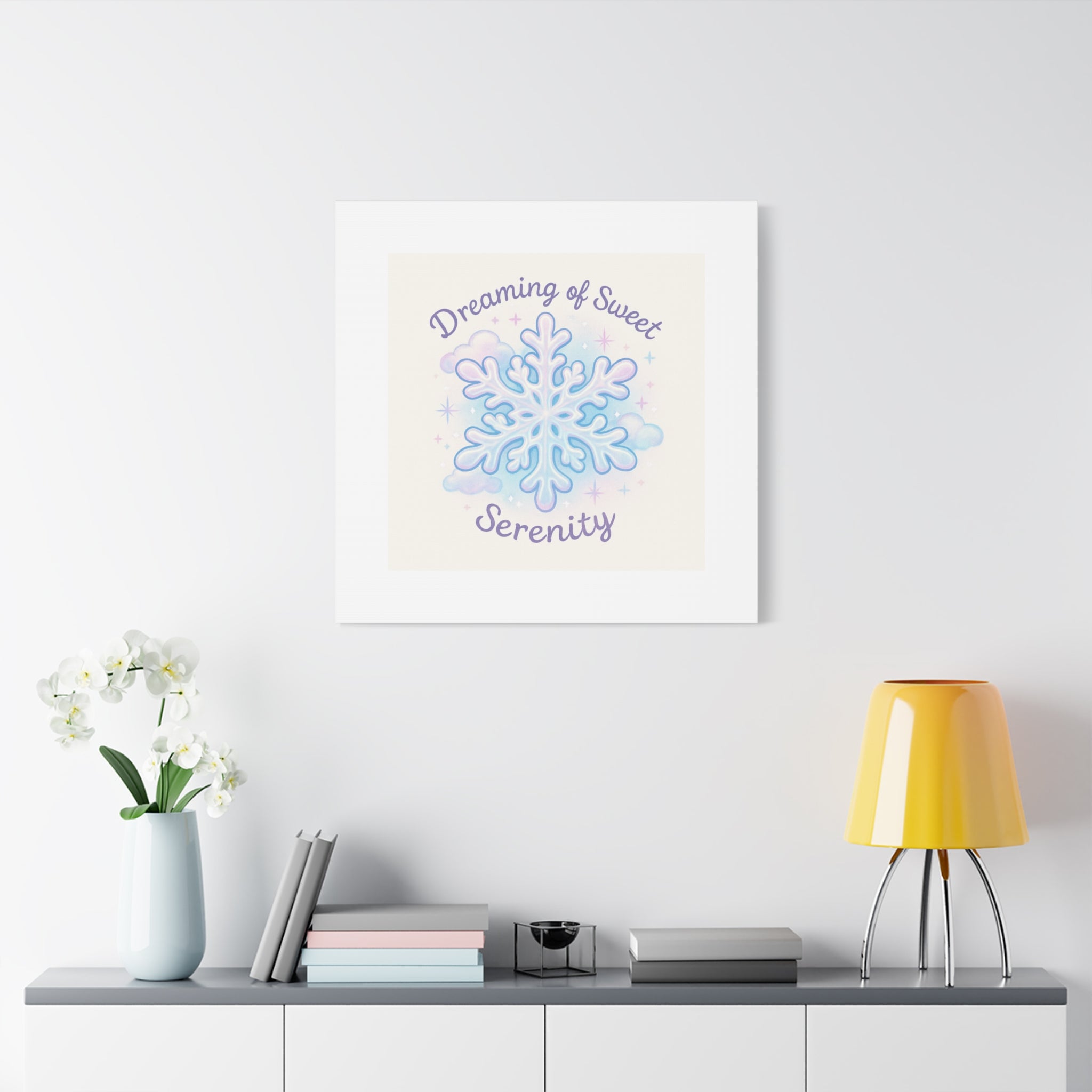Canvas Wall Art - "Dreaming of Sweet Serenity" Snowflake Illustration