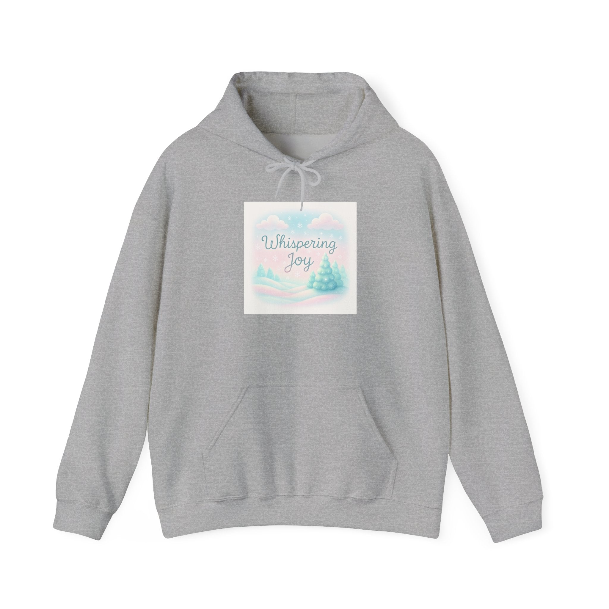 Whispering Joy Hoodie — Pastel Winter Scene Christmas Sweatshirt
