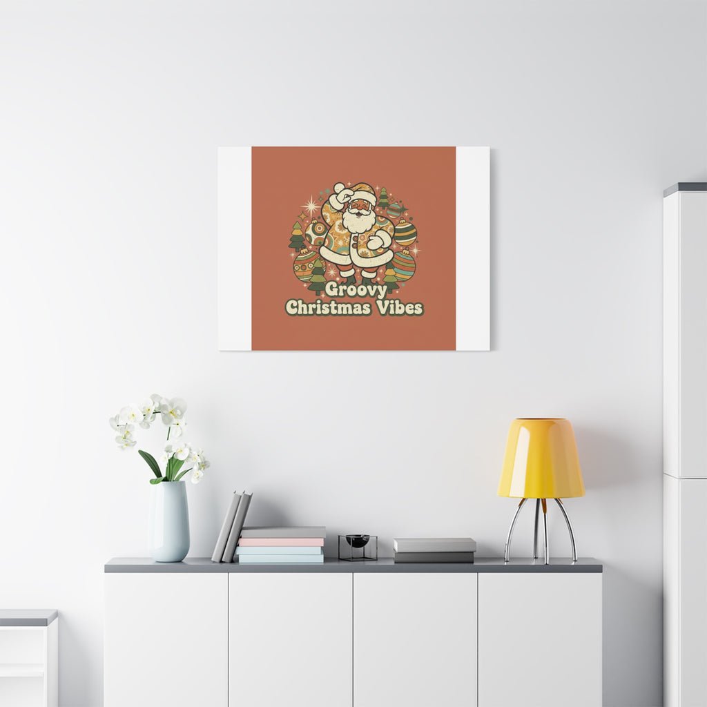 Groovy Christmas Vibes Canvas | 1970s Retro Holiday Art, Vintage Noel