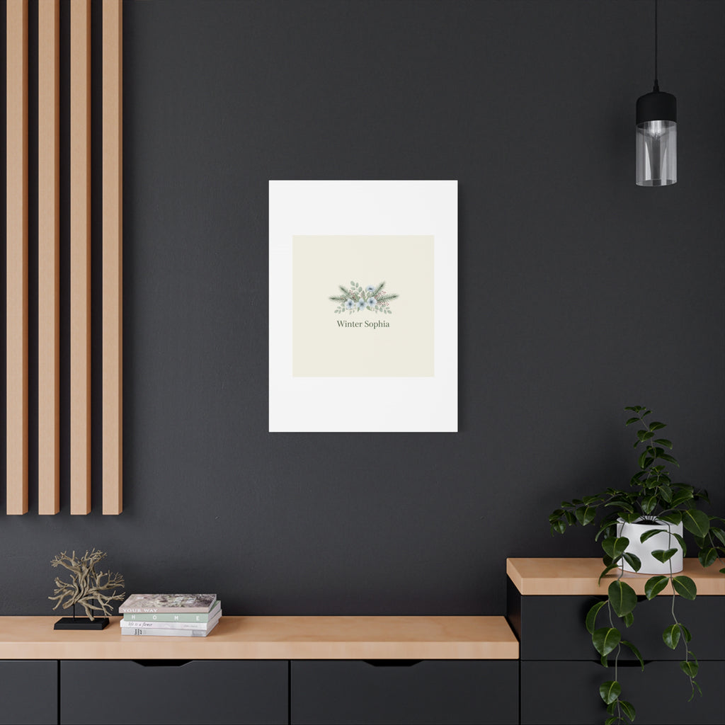 Winter floral wreath Canvas, pine branch botanical art | Minimal winter florals