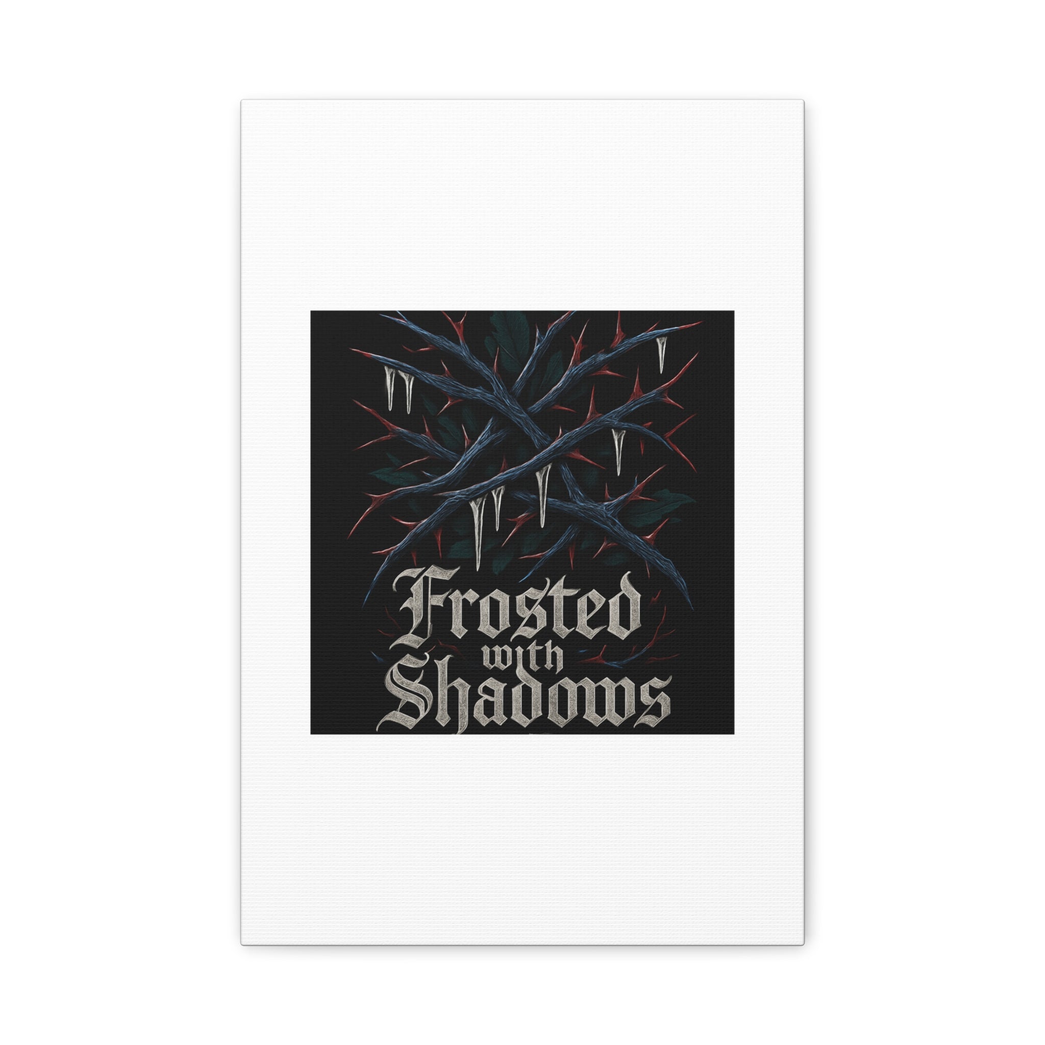 Frosted With Shadows Canvas Art — Gothic Winter Icicle Wall Decor