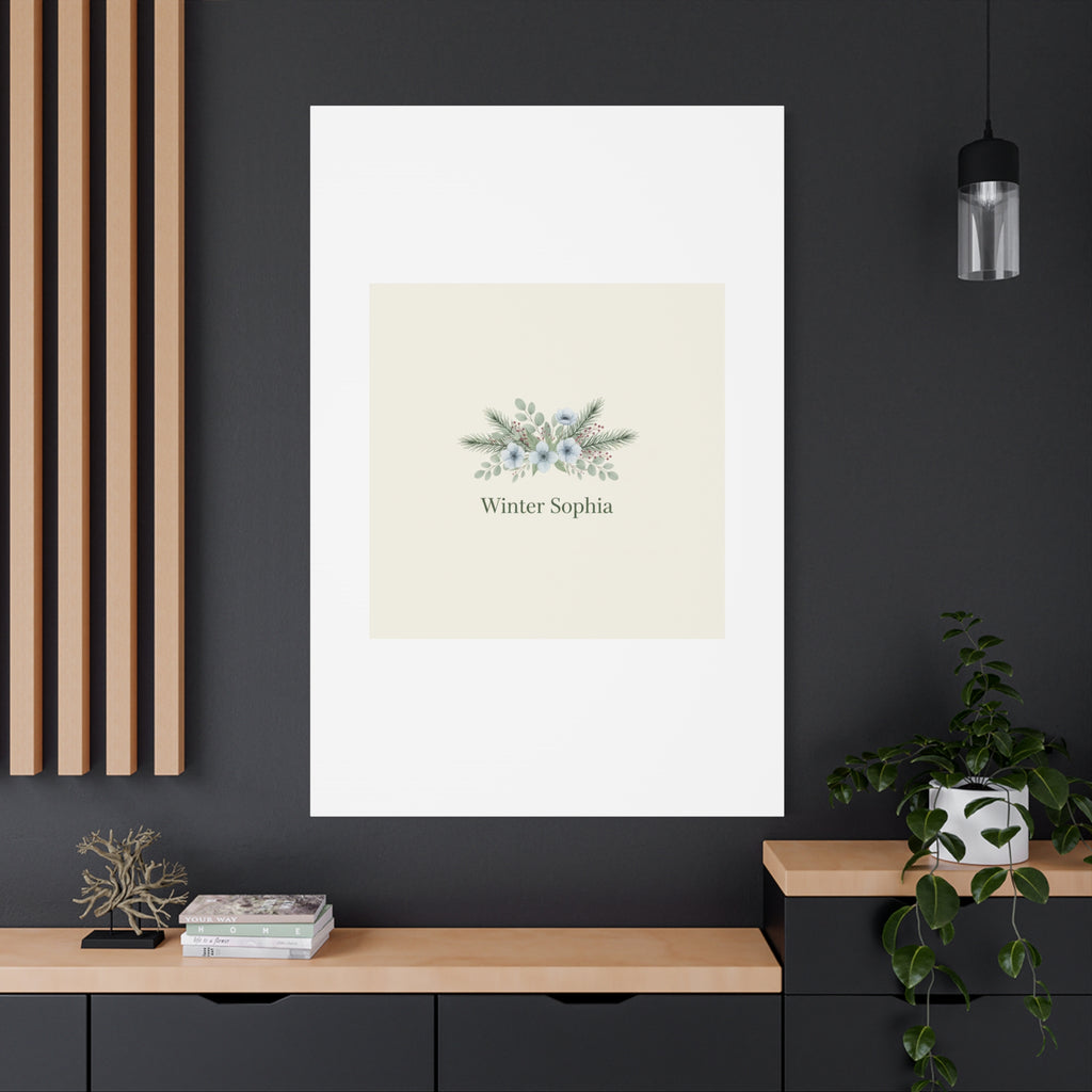 Winter floral wreath Canvas, pine branch botanical art | Minimal winter florals