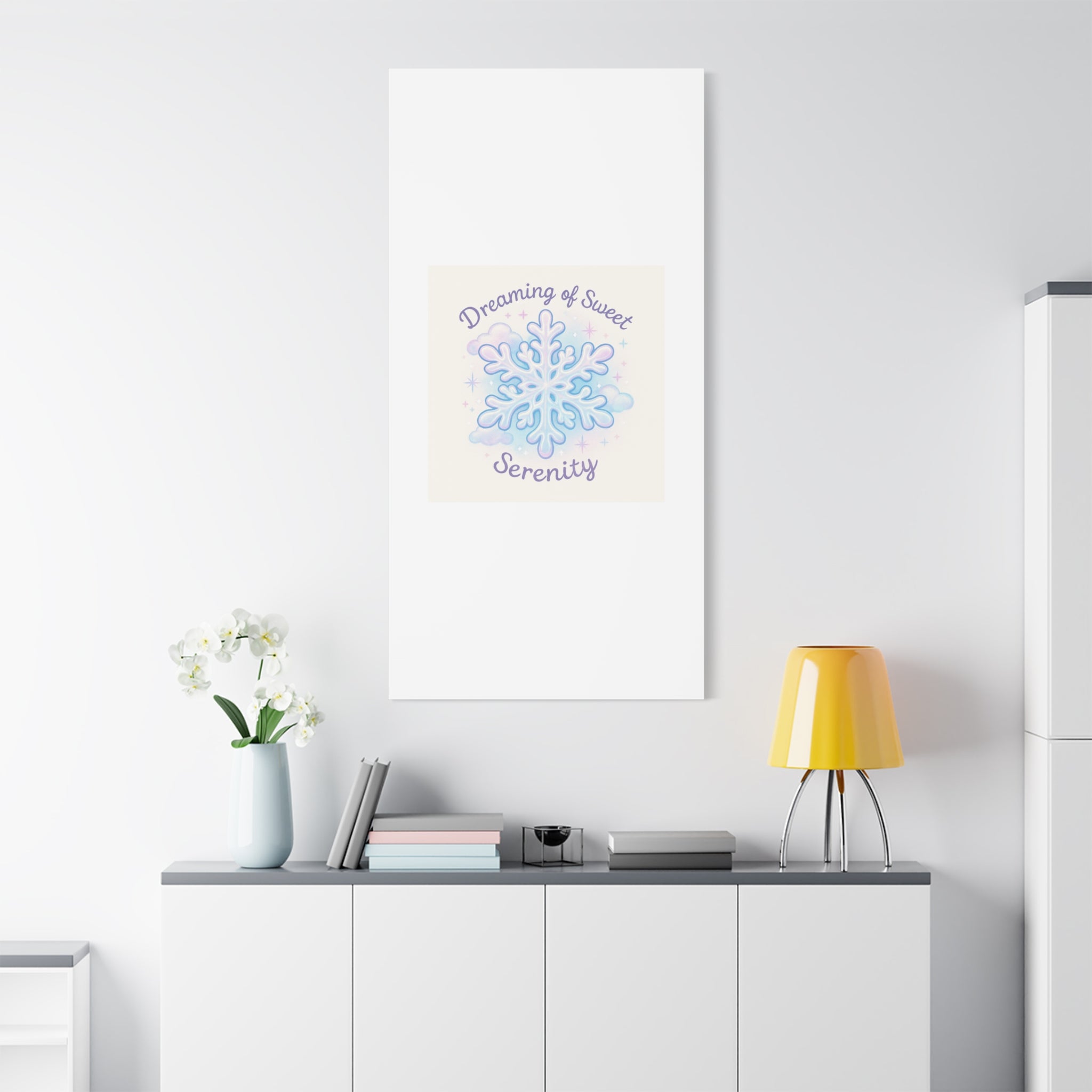 Canvas Wall Art - "Dreaming of Sweet Serenity" Snowflake Illustration