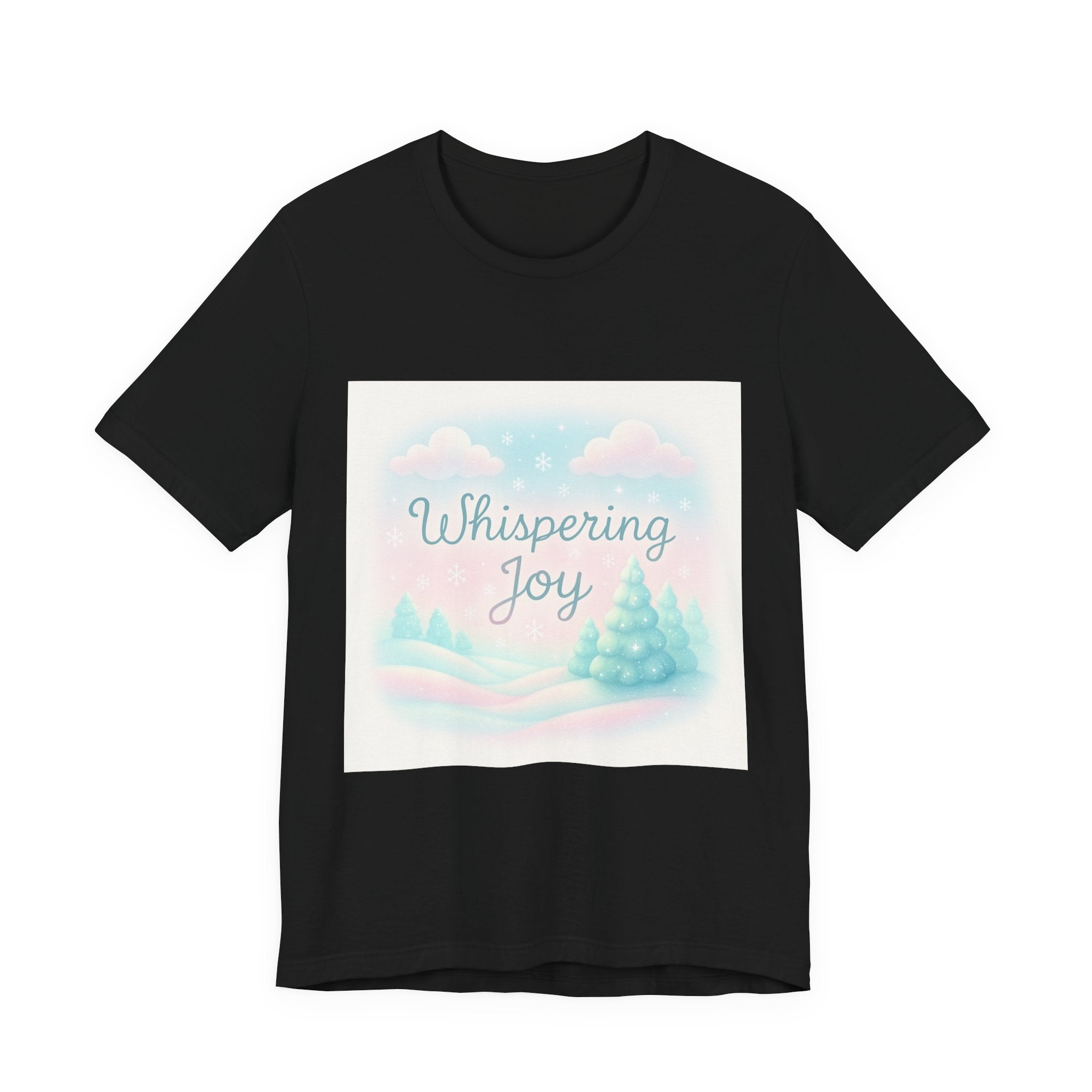Whispering Joy Tee — Pastel Winter Trees Holiday T‑Shirt
