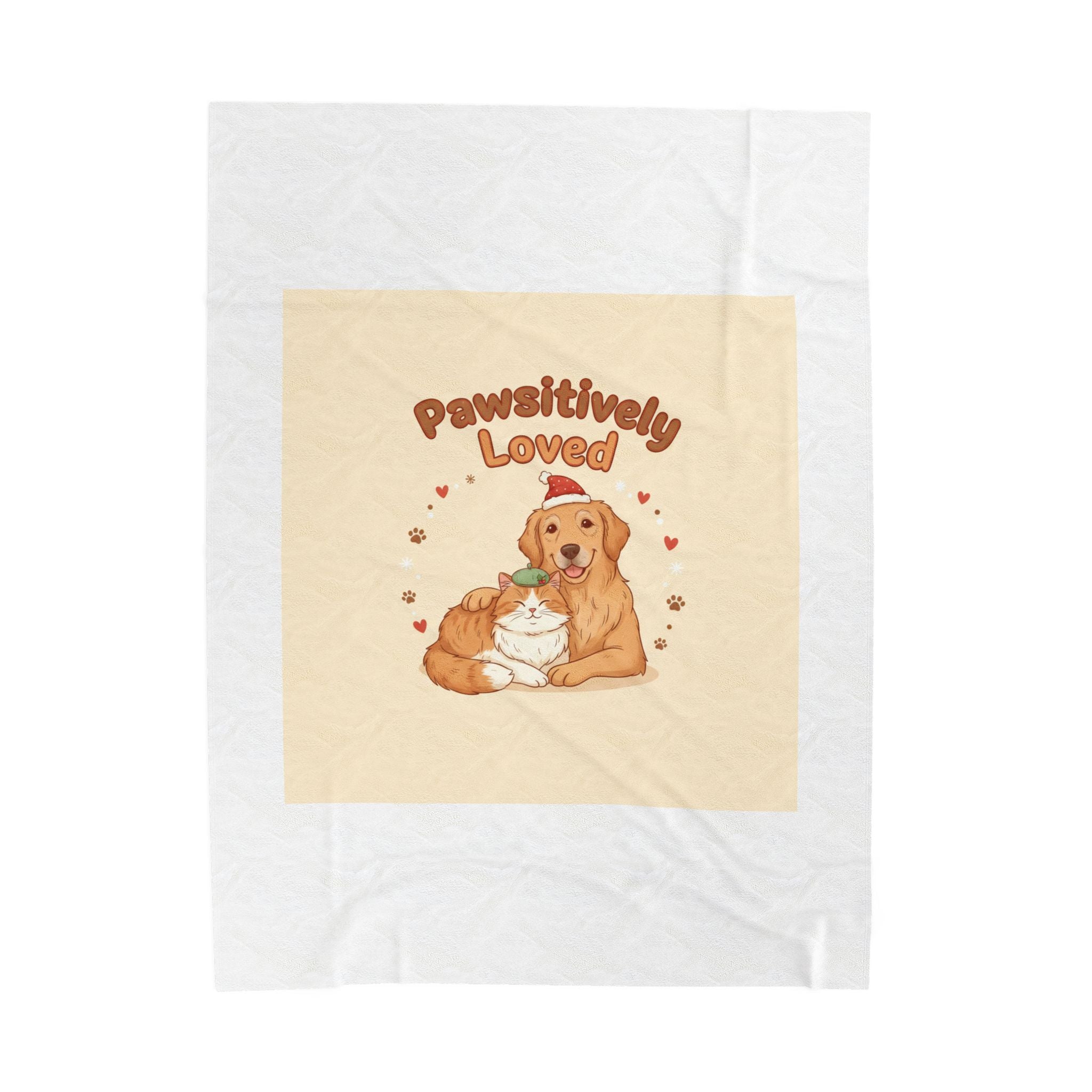 Pawsitively Loved Plush Blanket | Senior Dog Holiday, Paw Print Rescue Pet