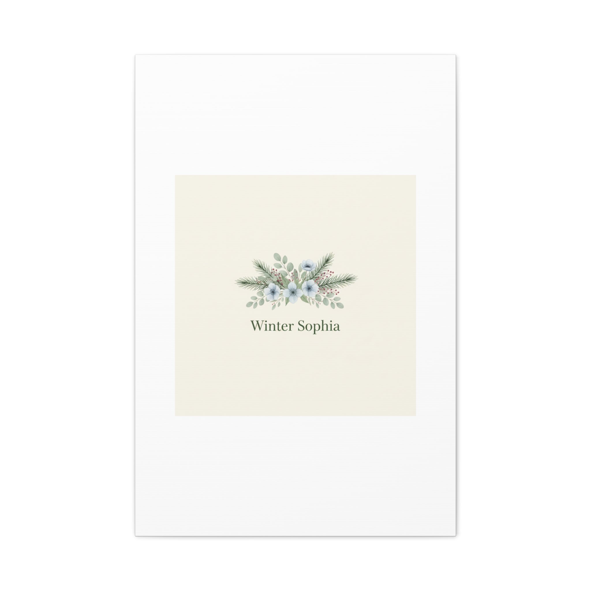 Winter floral wreath Canvas, pine branch botanical art | Minimal winter florals