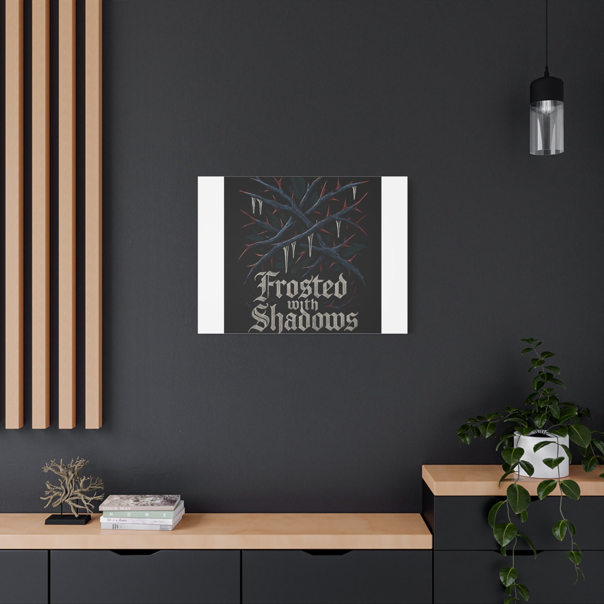 Frosted With Shadows Canvas Art — Gothic Winter Icicle Wall Decor