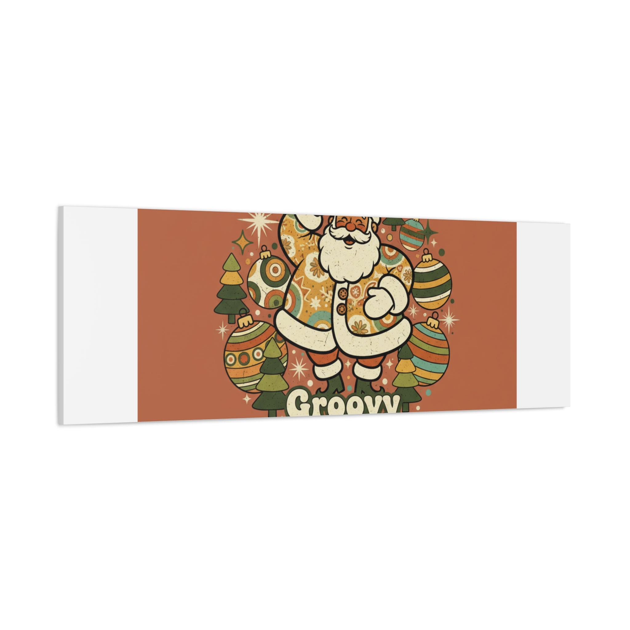 Groovy Christmas Vibes Canvas | 1970s Retro Holiday Art, Vintage Noel