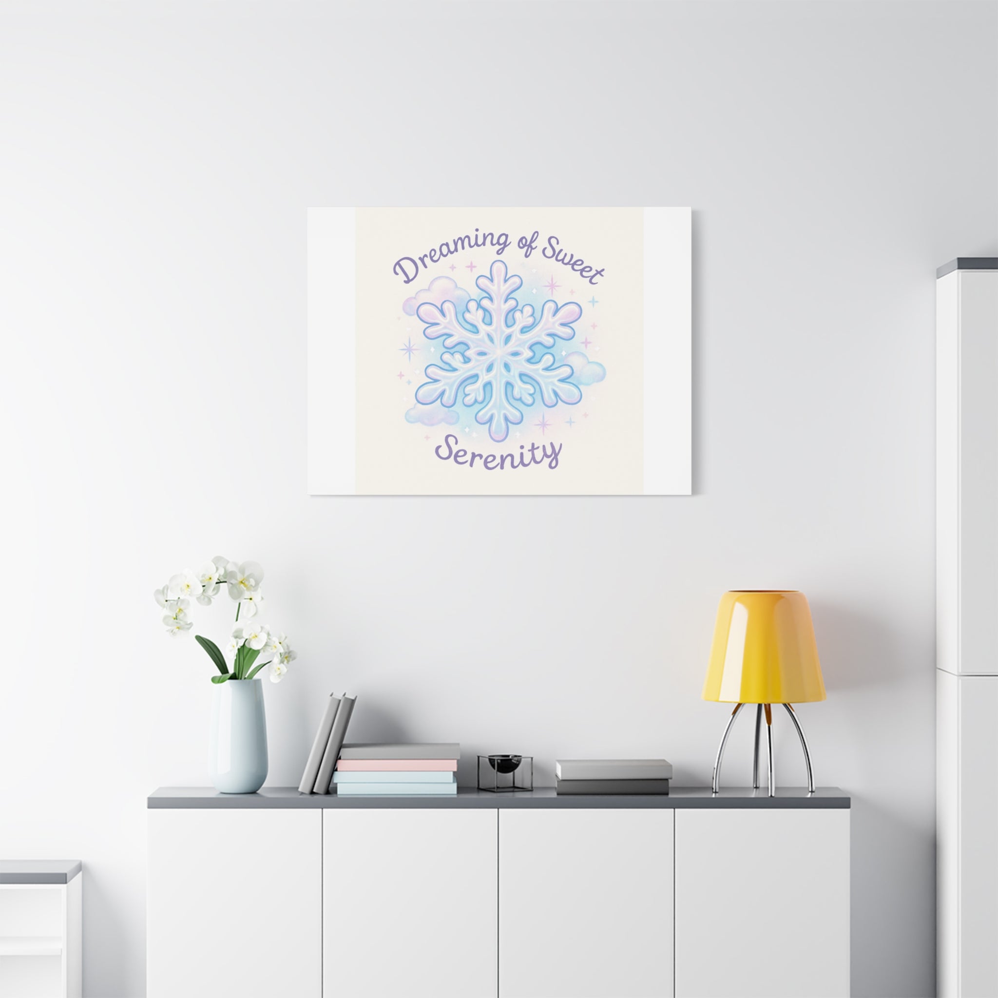 Canvas Wall Art - "Dreaming of Sweet Serenity" Snowflake Illustration