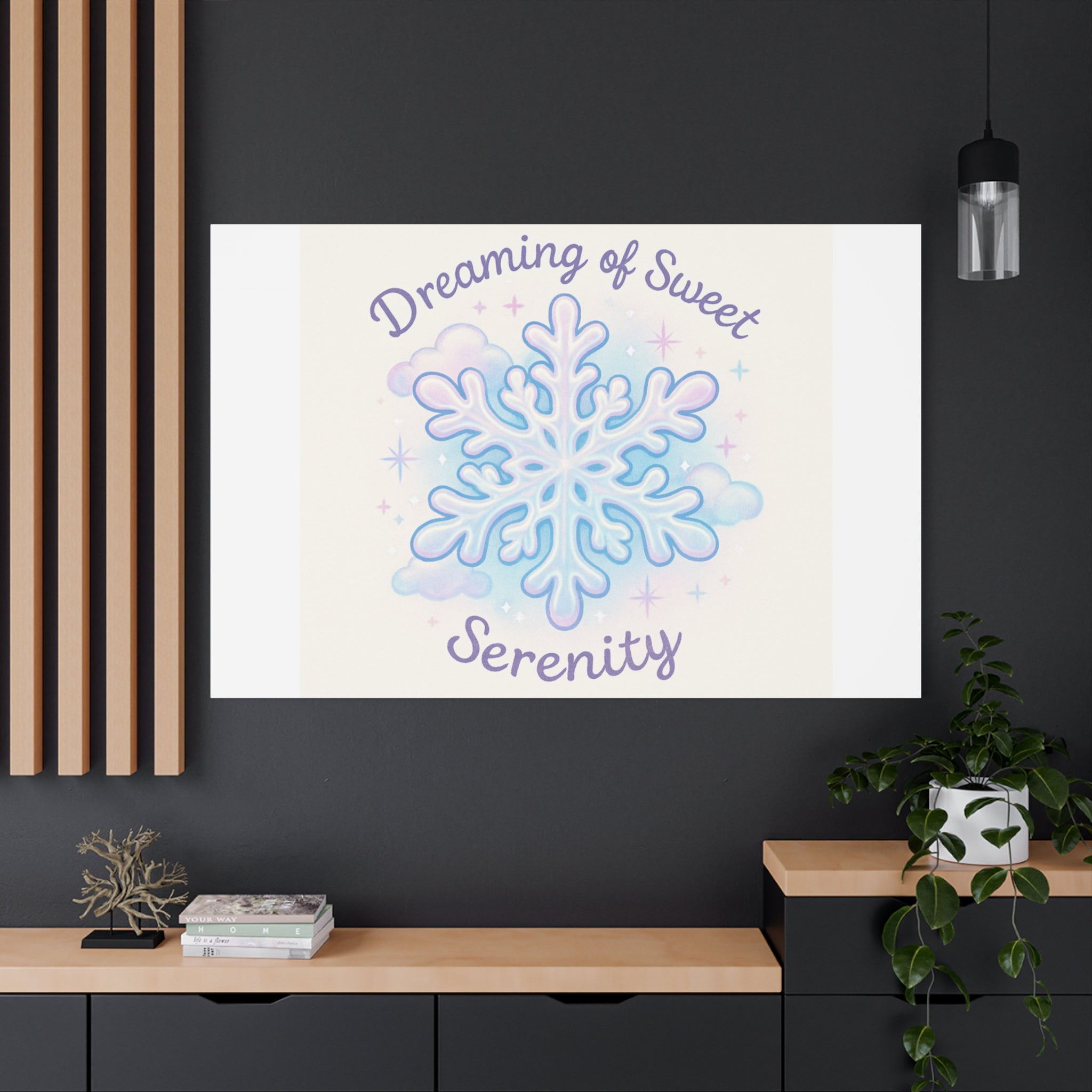 Canvas Wall Art - "Dreaming of Sweet Serenity" Snowflake Illustration