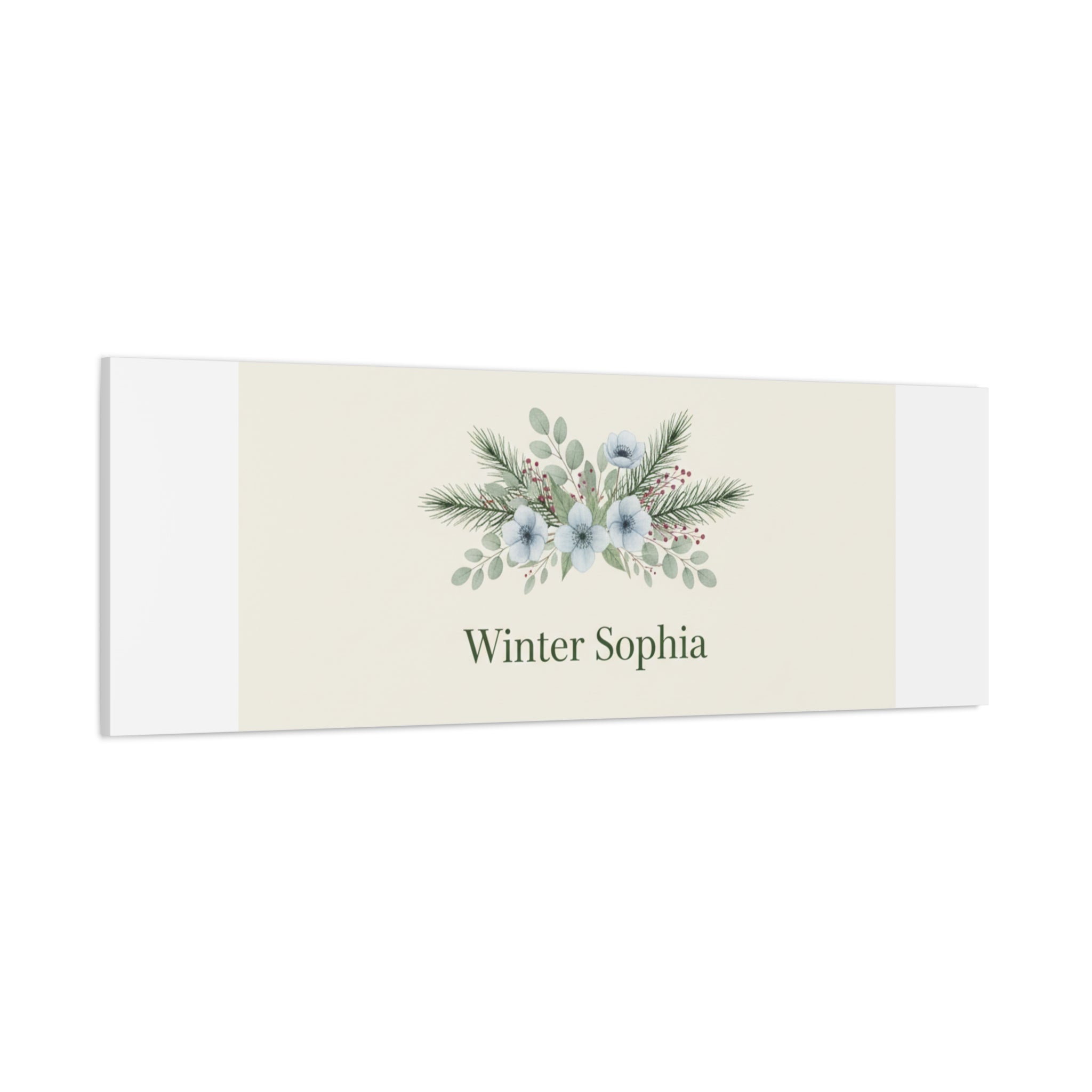 Winter floral wreath Canvas, pine branch botanical art | Minimal winter florals