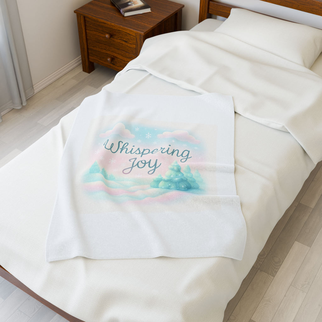 Whispering Joy Velveteen Plush Blanket — Pastel Winter Trees Holiday Throw