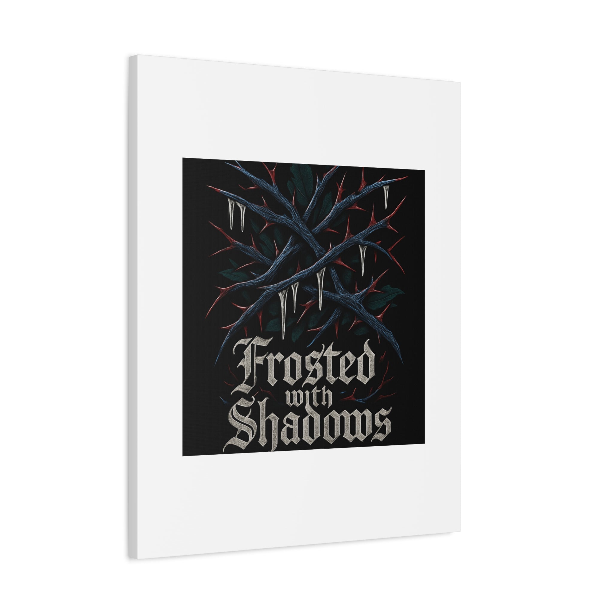 Frosted With Shadows Canvas Art — Gothic Winter Icicle Wall Decor