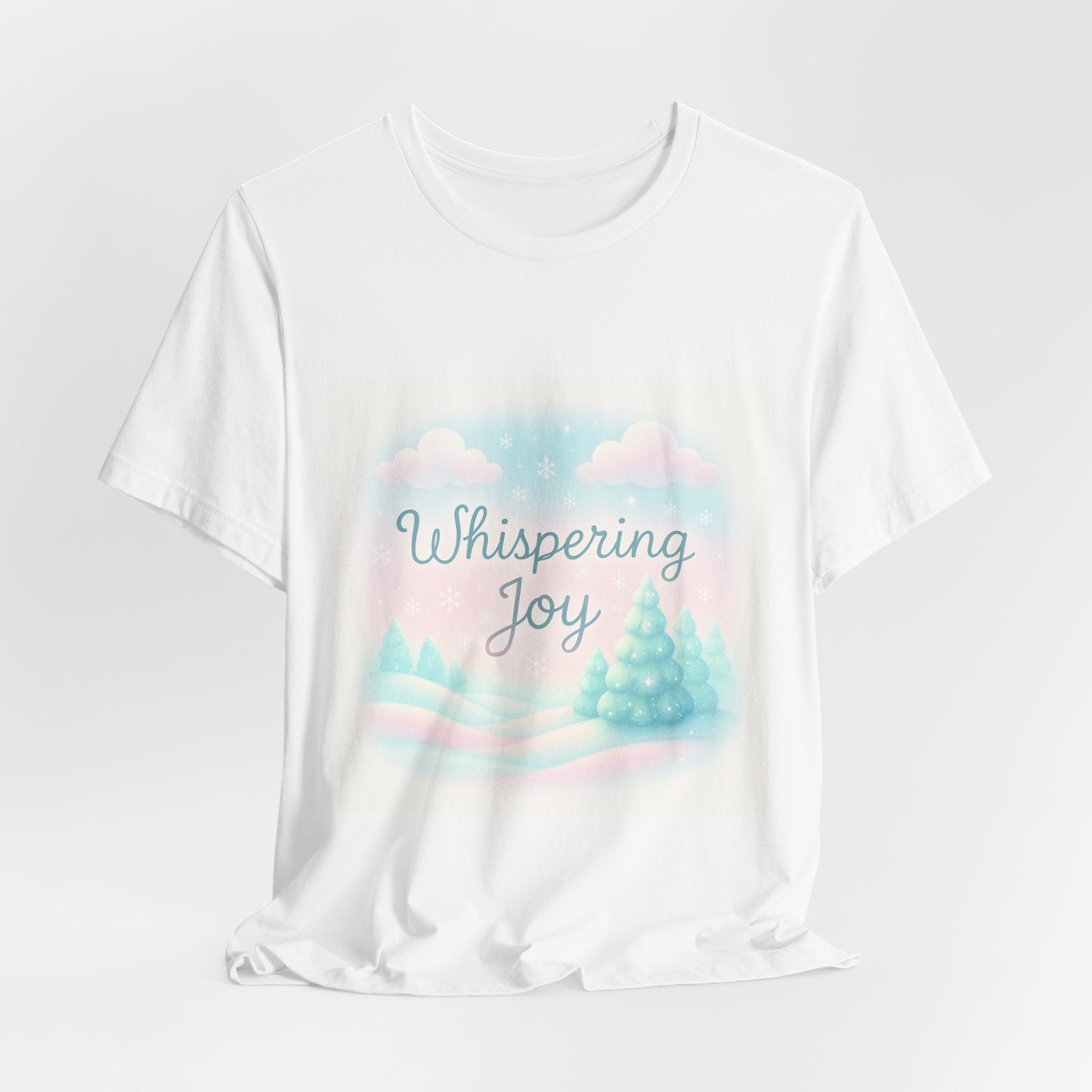 Whispering Joy Tee — Pastel Winter Trees Holiday T‑Shirt