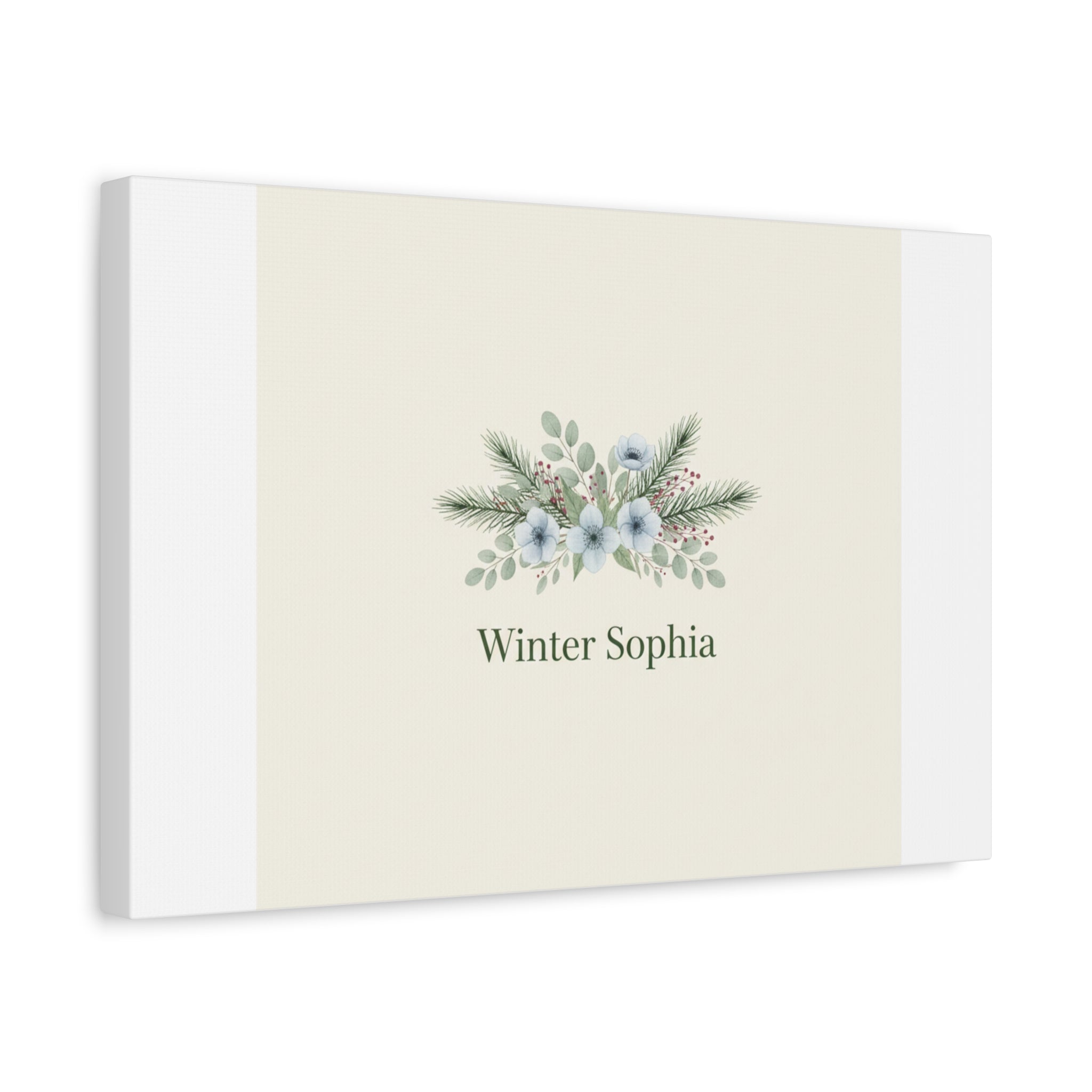 Winter floral wreath Canvas, pine branch botanical art | Minimal winter florals