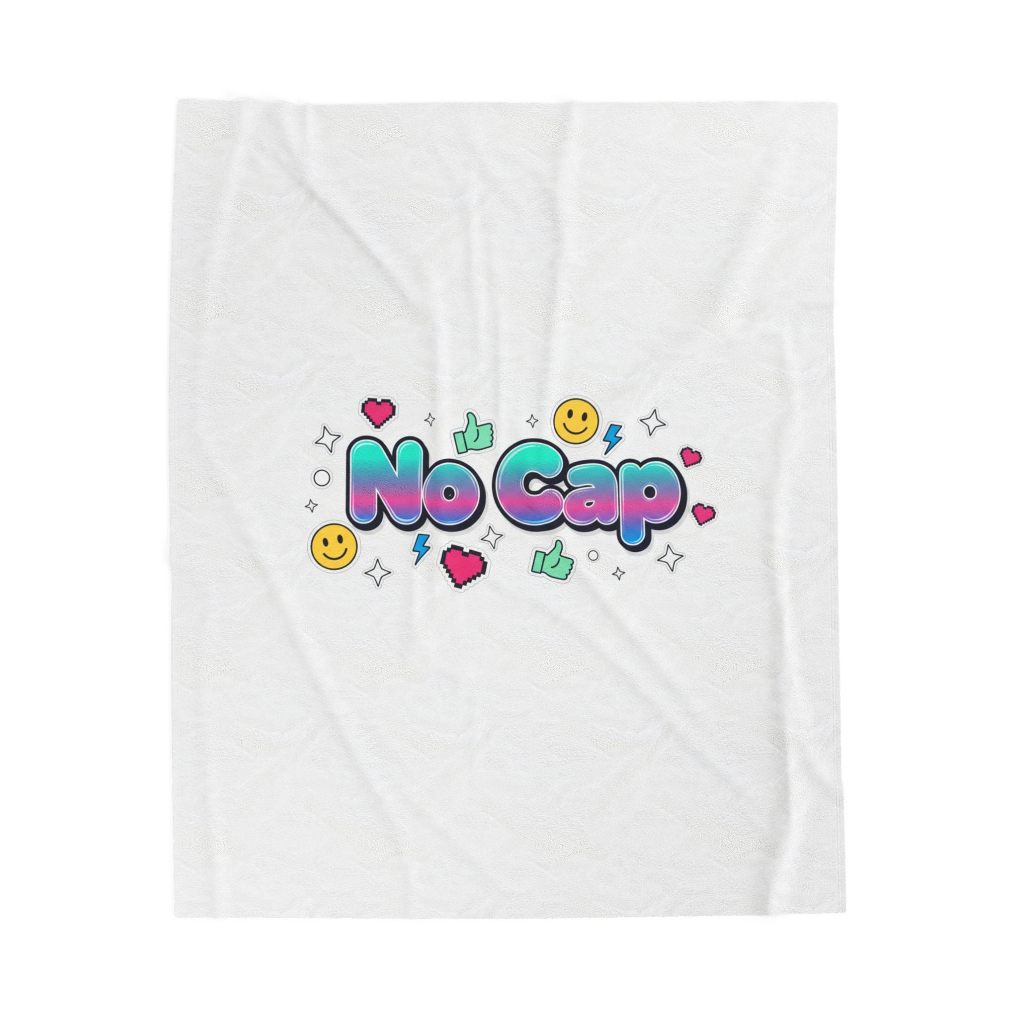 No Cap Graphic Velveteen Plush Blanket | Gen-Z Slang, Internet Lingo