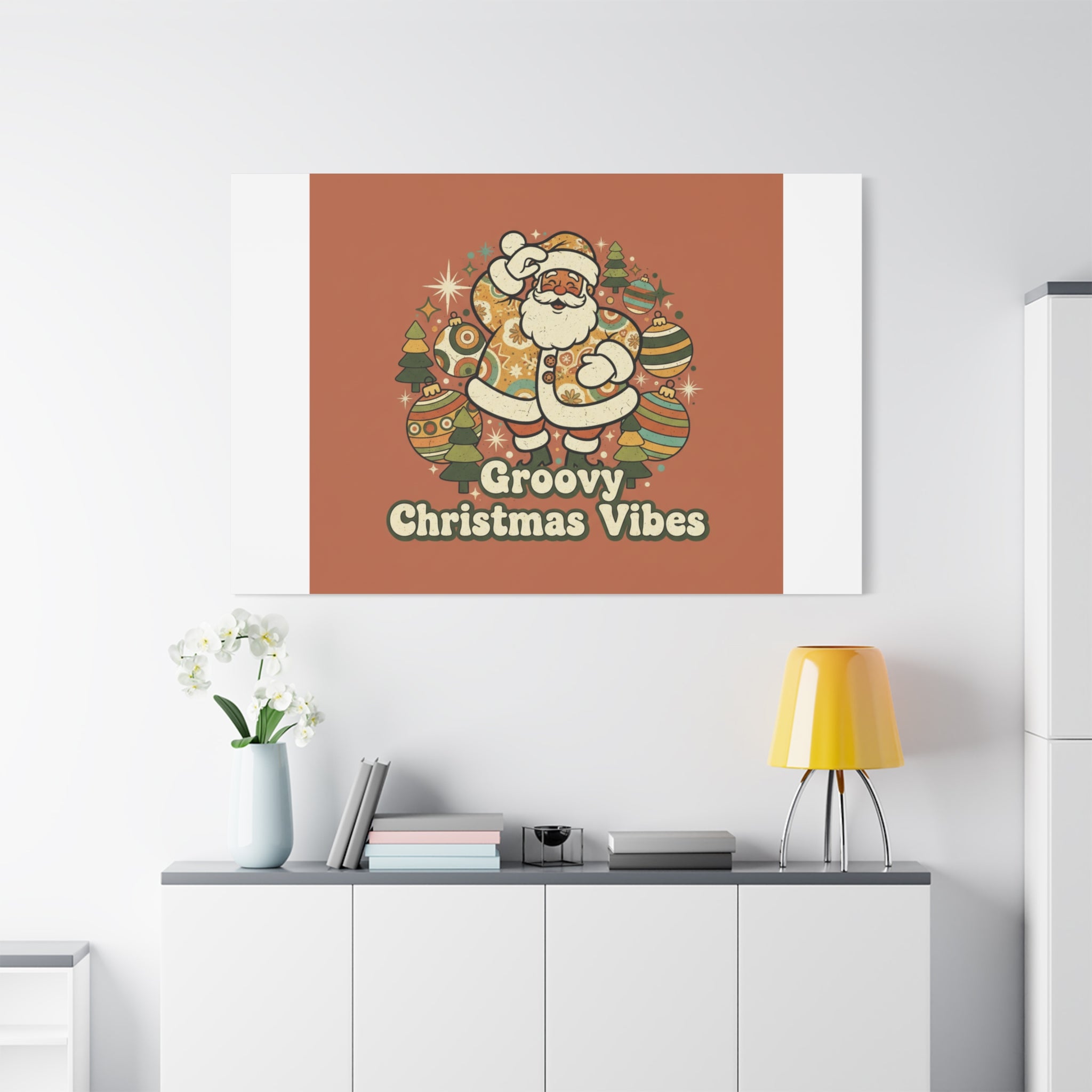 Groovy Christmas Vibes Canvas | 1970s Retro Holiday Art, Vintage Noel