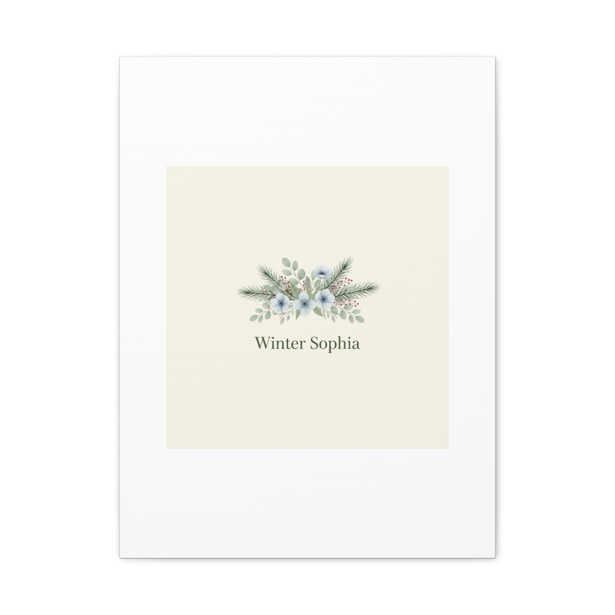 Winter floral wreath Canvas, pine branch botanical art | Minimal winter florals