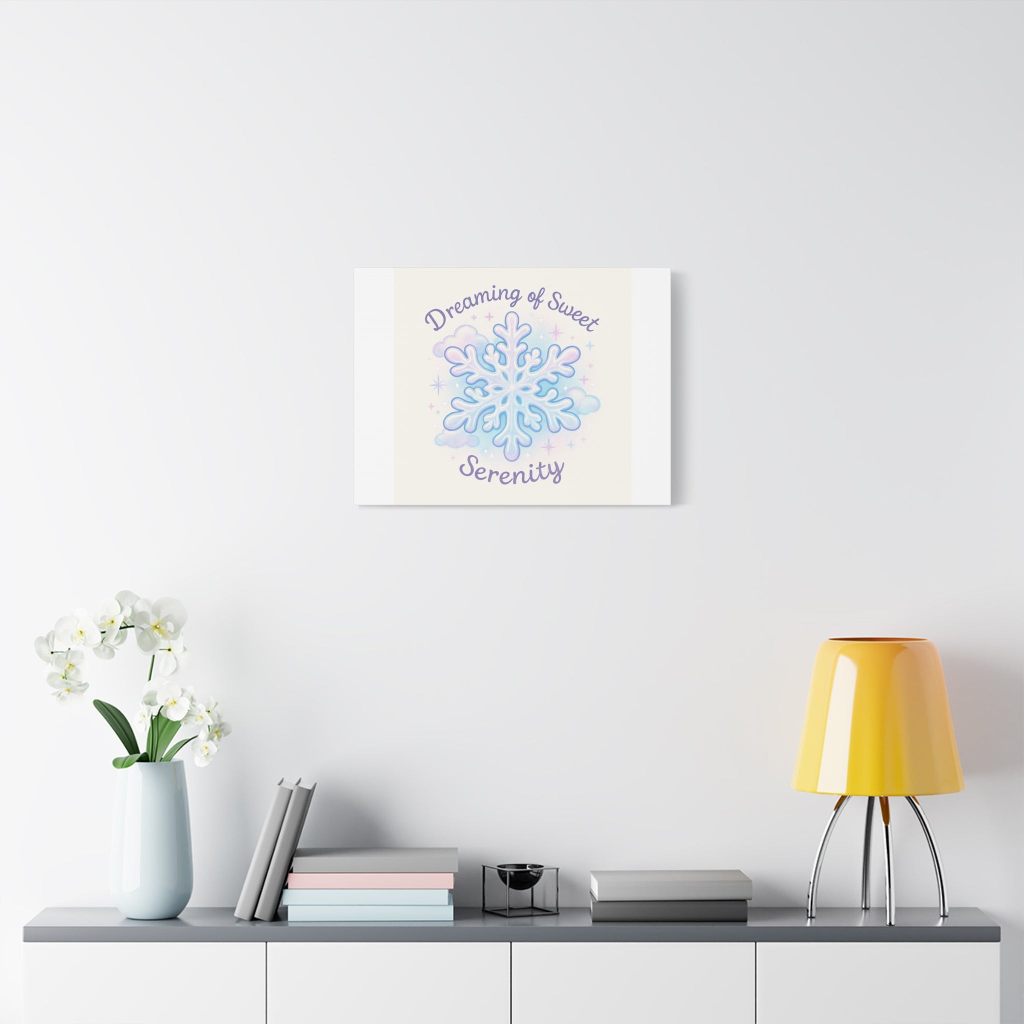 Canvas Wall Art - "Dreaming of Sweet Serenity" Snowflake Illustration