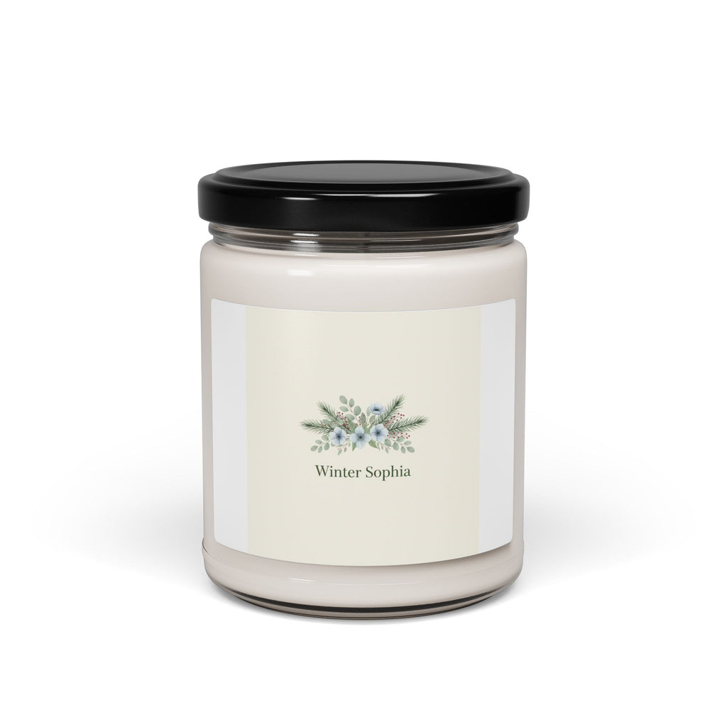 Winter Floral Soy Candle, Minimal Pine Branch Jar | Botanical Holiday Scent