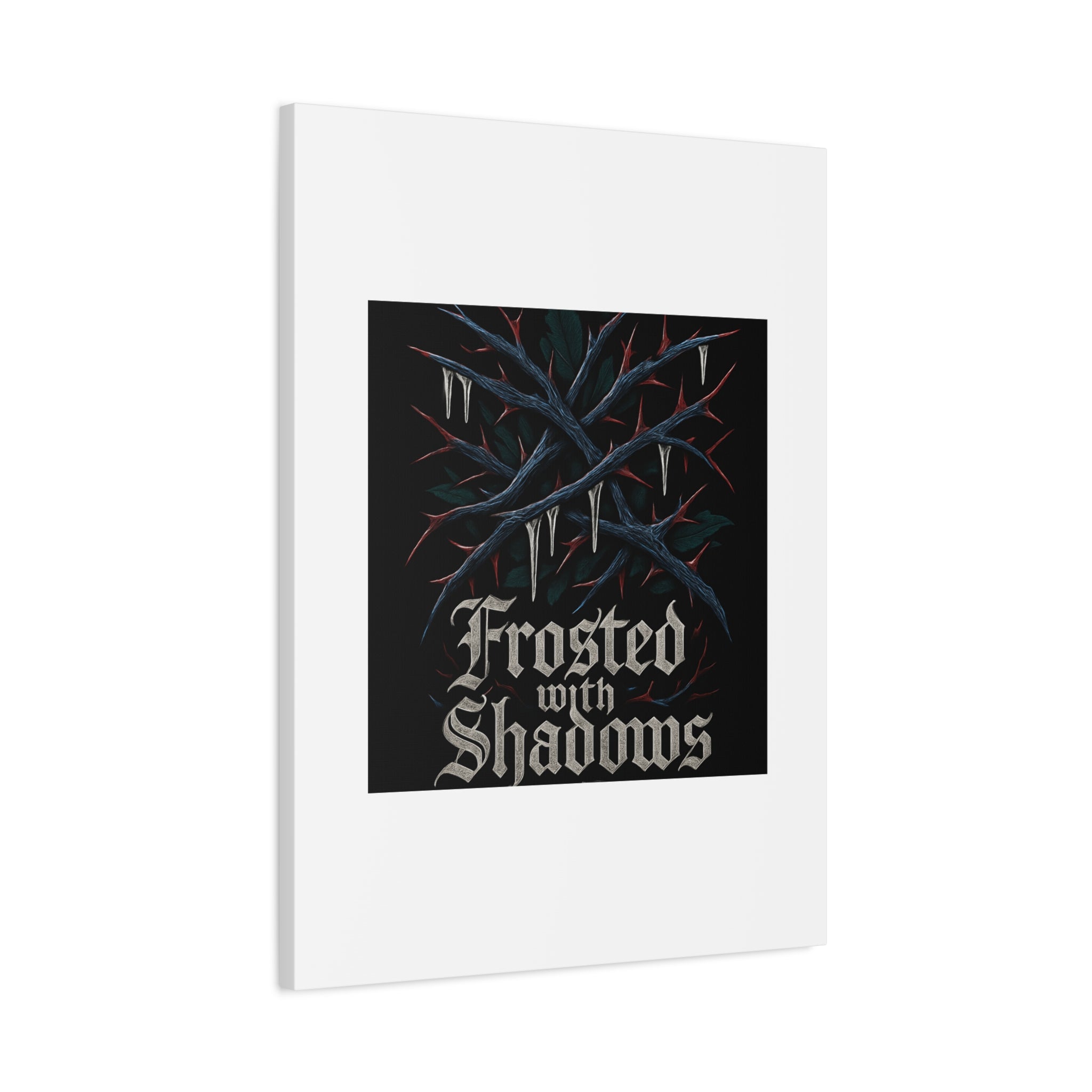 Frosted With Shadows Canvas Art — Gothic Winter Icicle Wall Decor