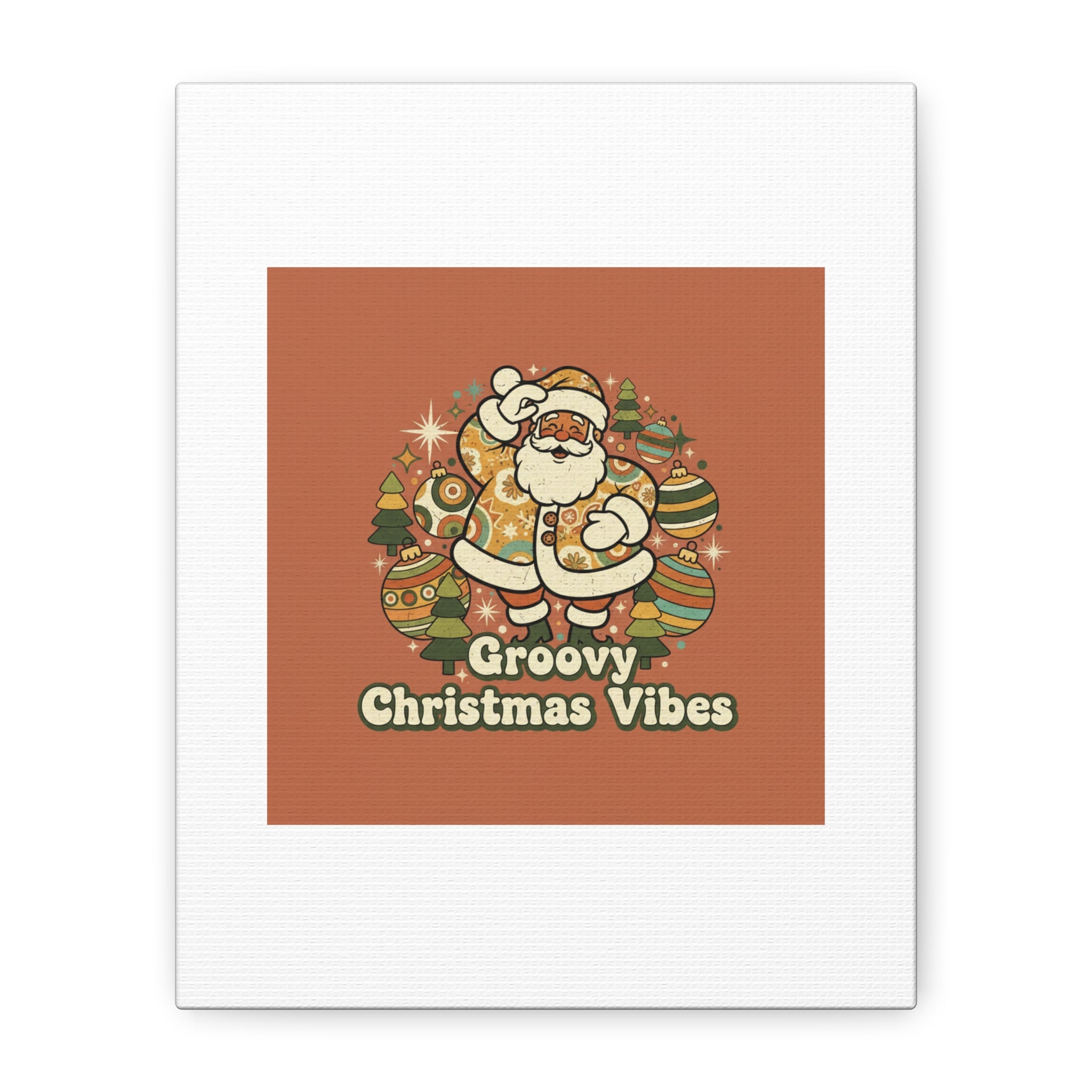 Groovy Christmas Vibes Canvas | 1970s Retro Holiday Art, Vintage Noel